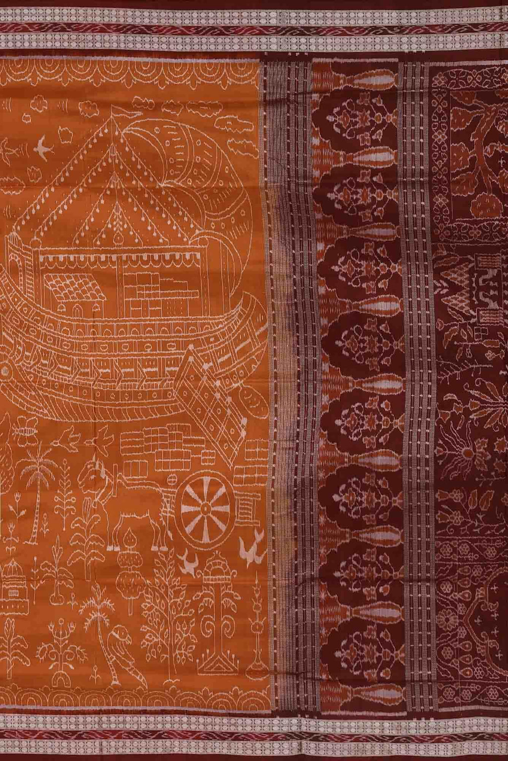 Orange Orissa Silk Saree