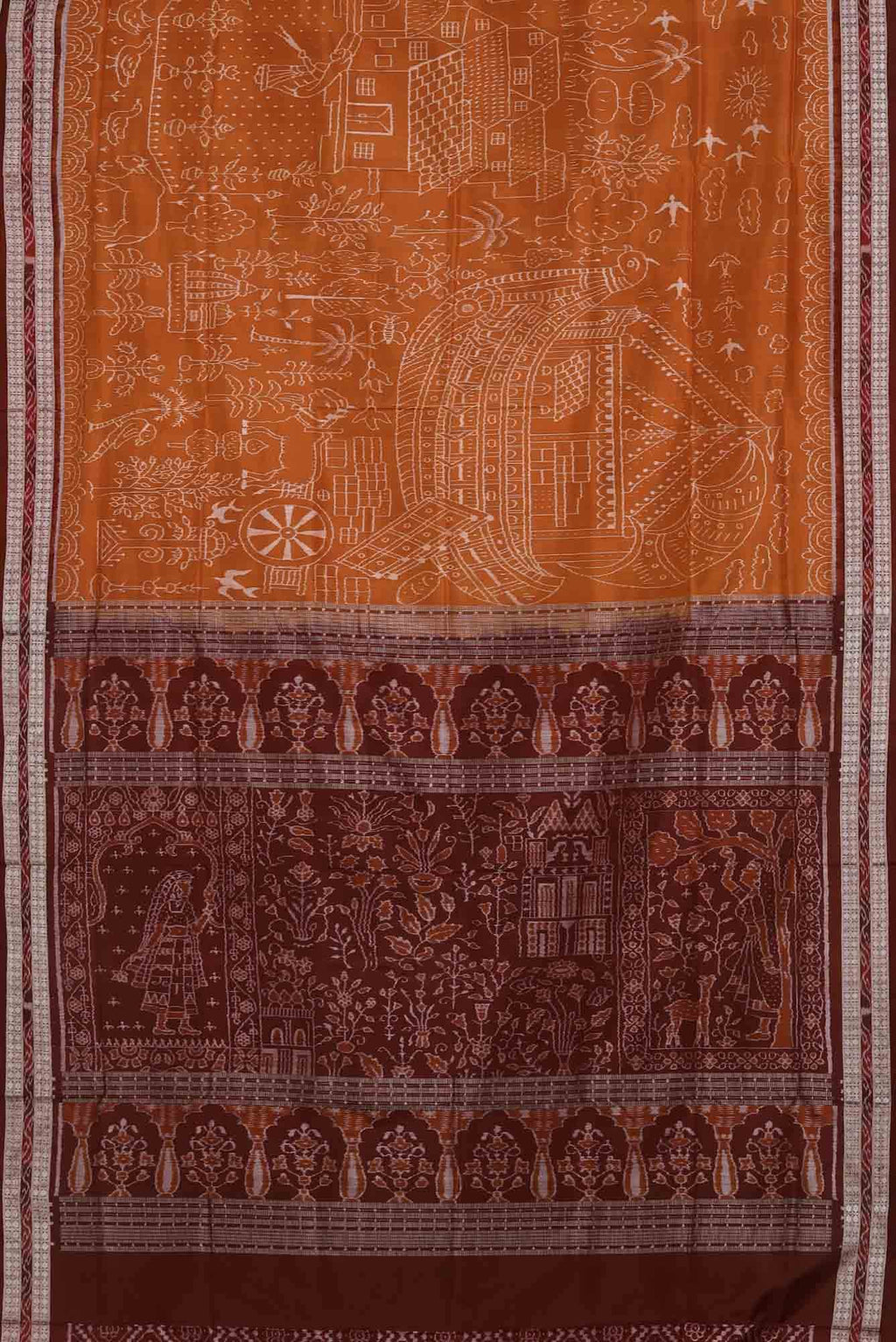 Orange Orissa Silk Saree