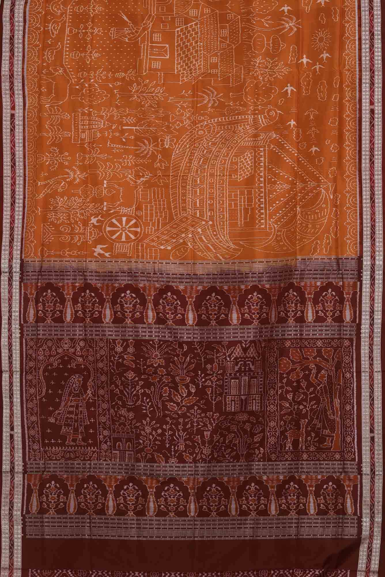 Orange Orissa Silk Saree