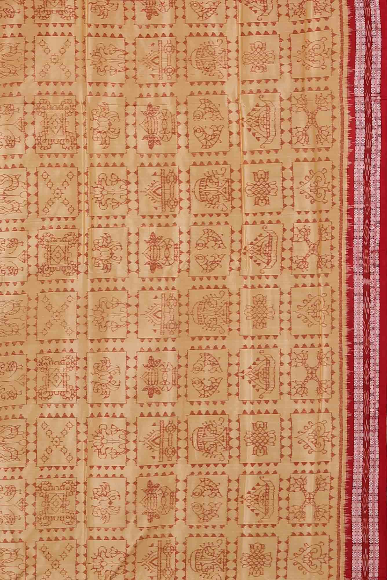 Beige Orissa Silk Saree