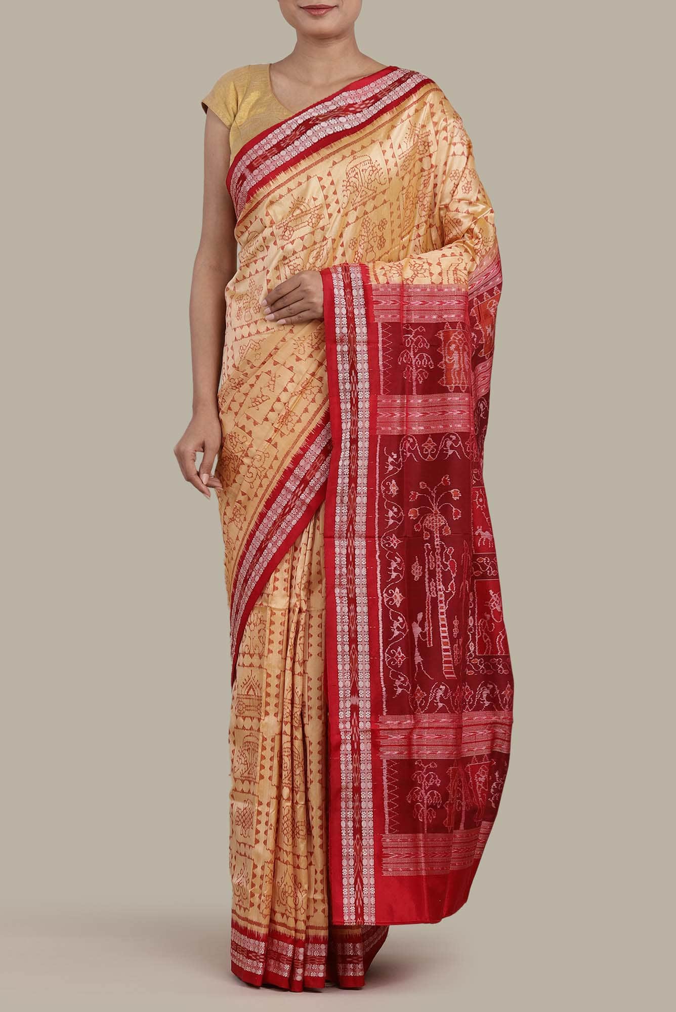 Beige Orissa Silk Saree