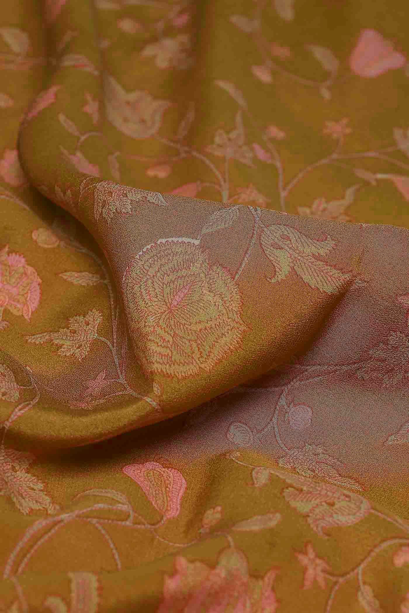 Mustard Crepe Saree