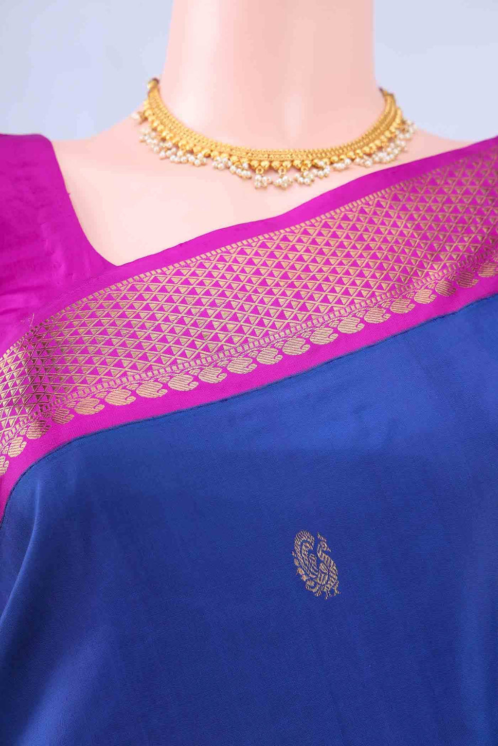 Pure Silk Pure Zari Royal Blue Kanchipuram Saree