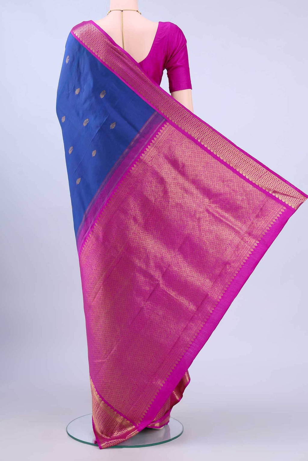 Pure Silk Pure Zari Royal Blue Kanchipuram Saree