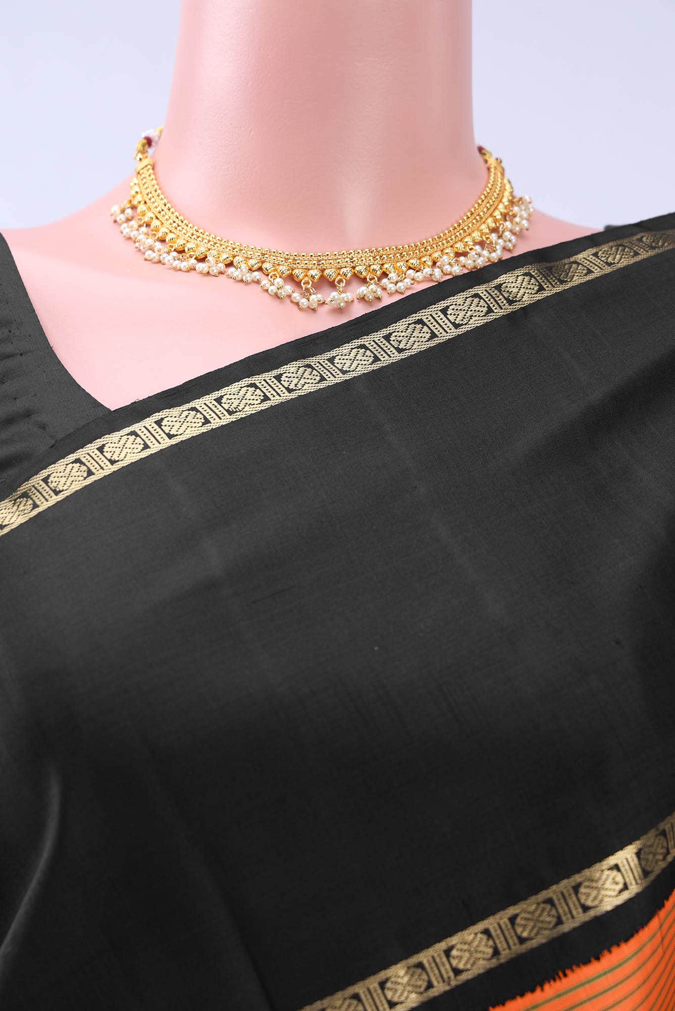 Pure Silk Pure Zari Orange Kanchipuram Saree