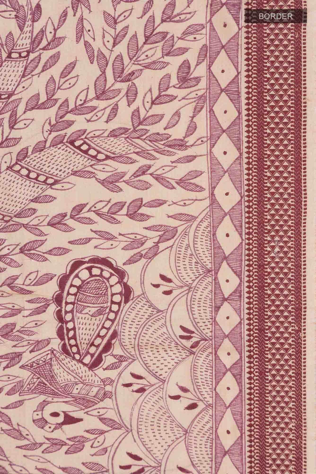 Beige Tussar Silk Saree