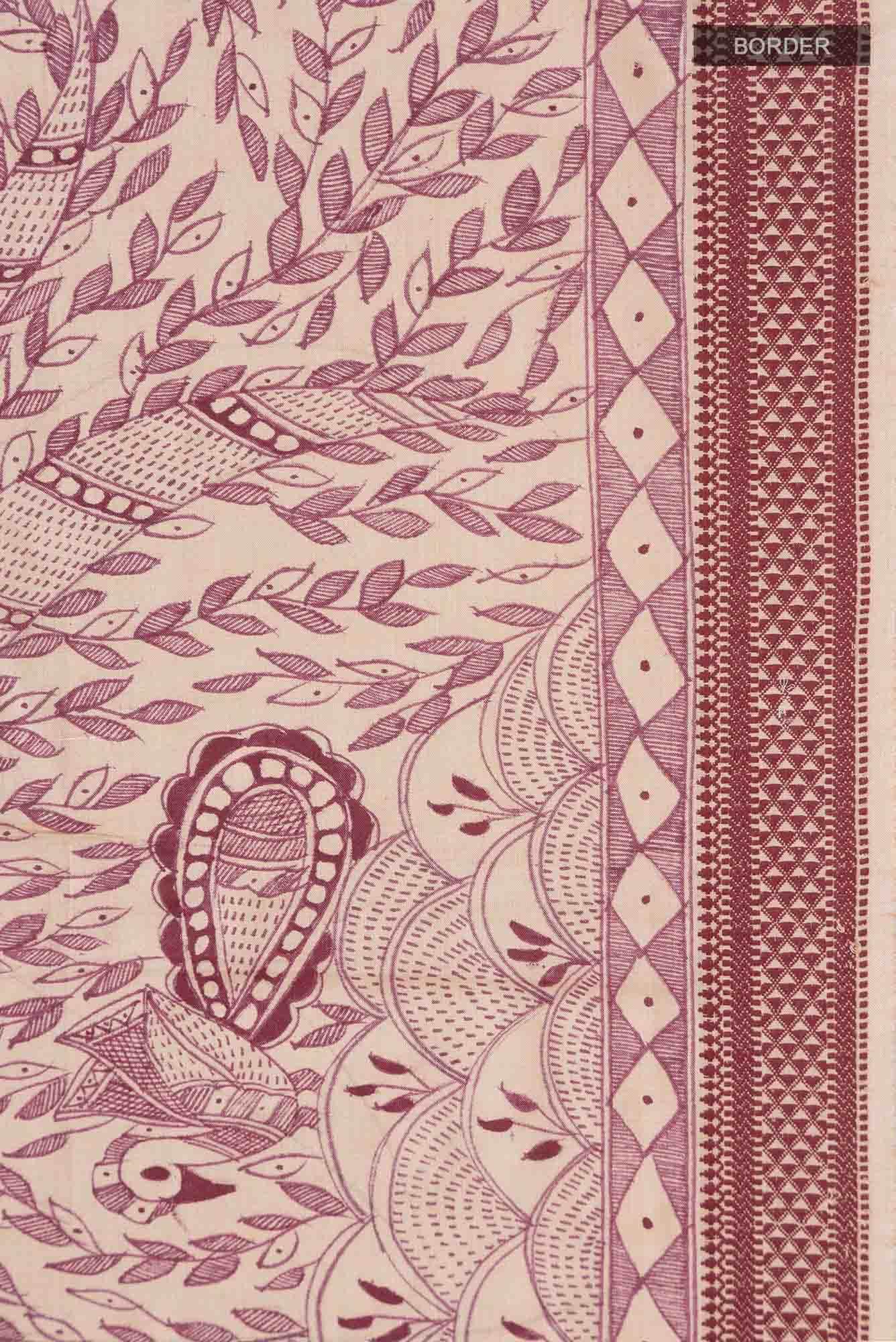 Beige Tussar Silk Saree