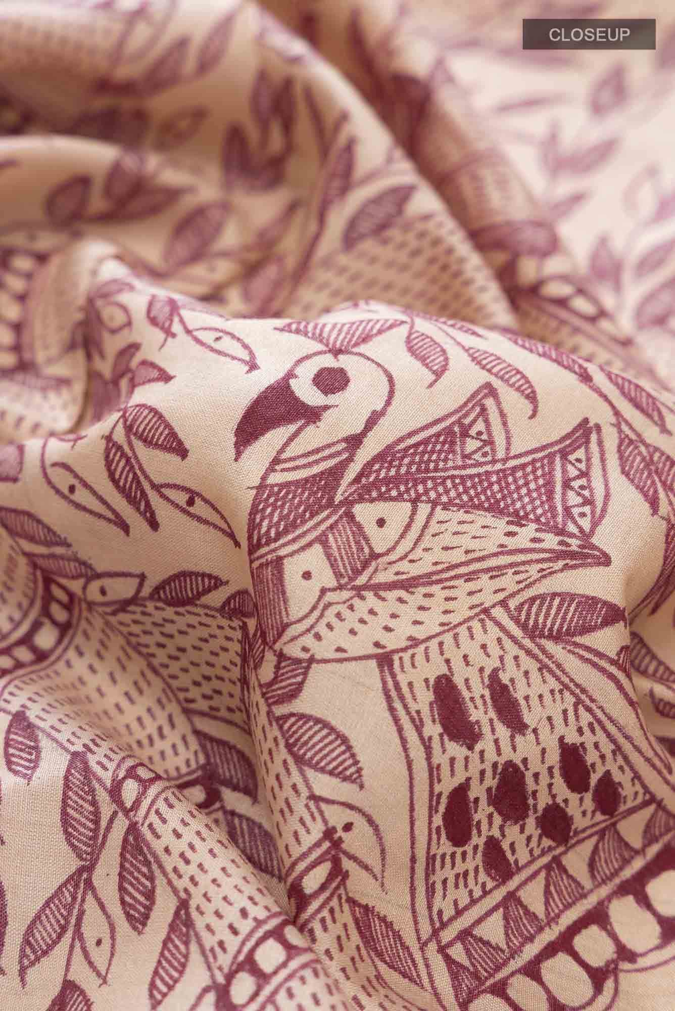Beige Tussar Silk Saree