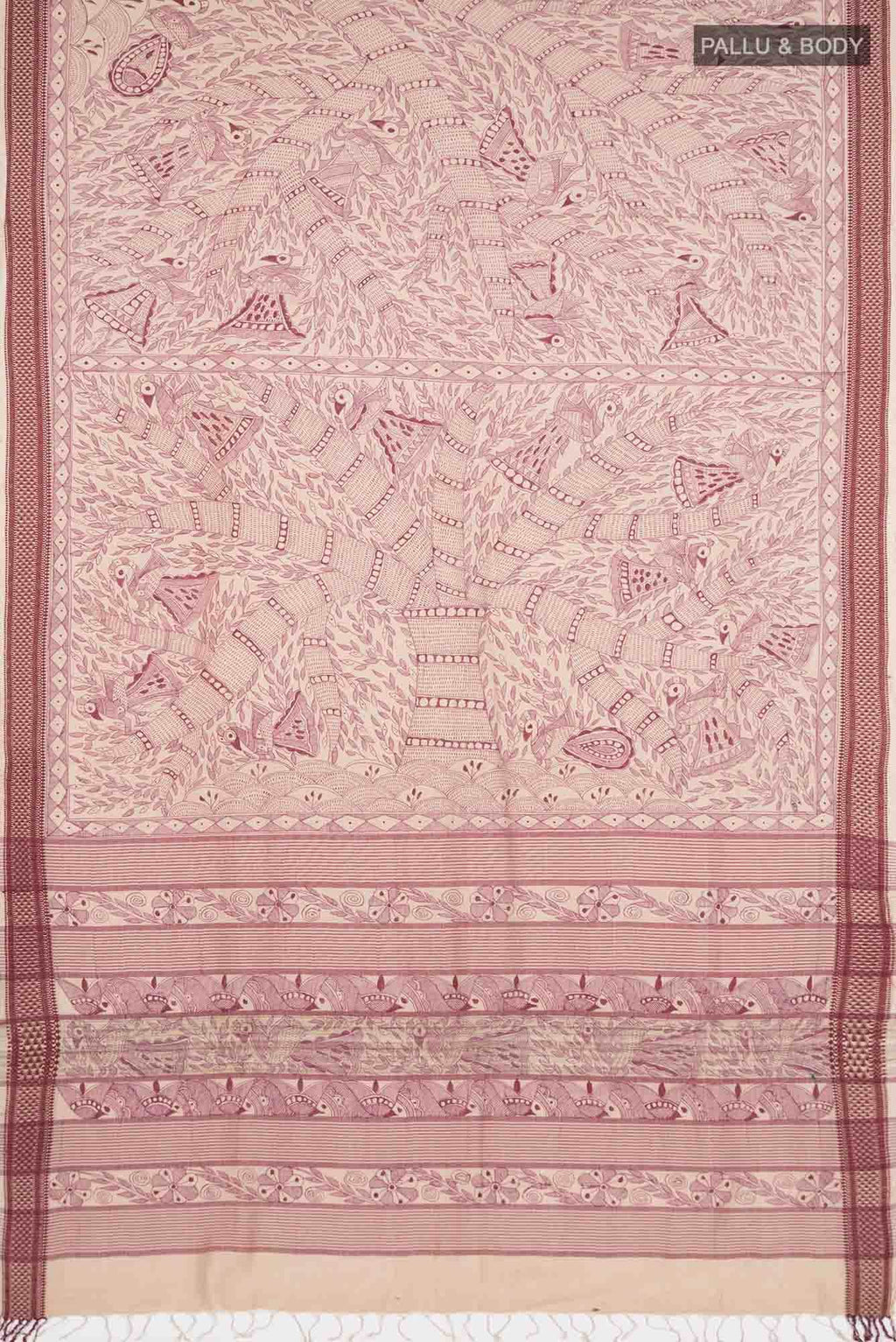 Beige Tussar Silk Saree