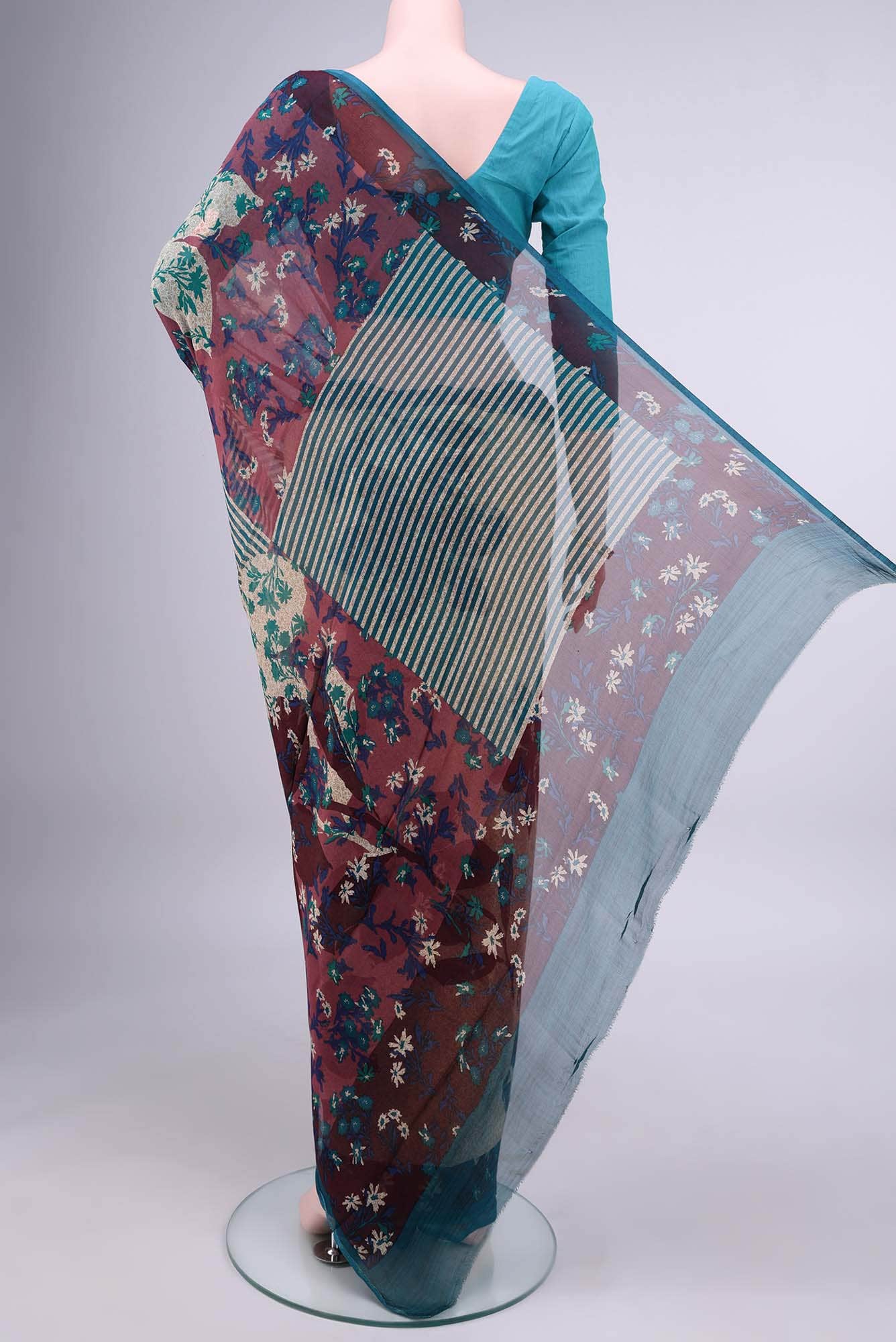Burgundy Mysore Chiffon Saree