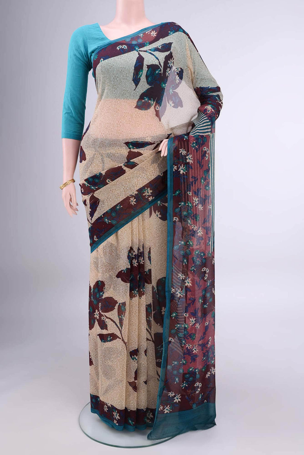 Burgundy Mysore Chiffon Saree
