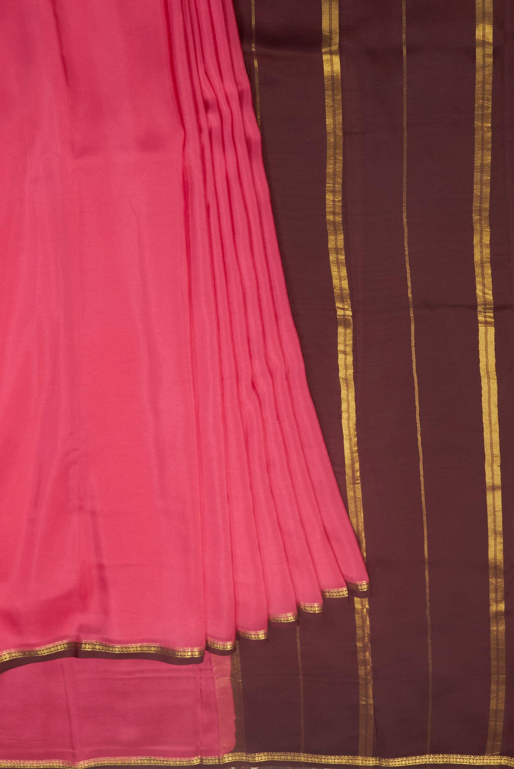 Pure Silk Pure Zari Coral Mysore Crepe Saree