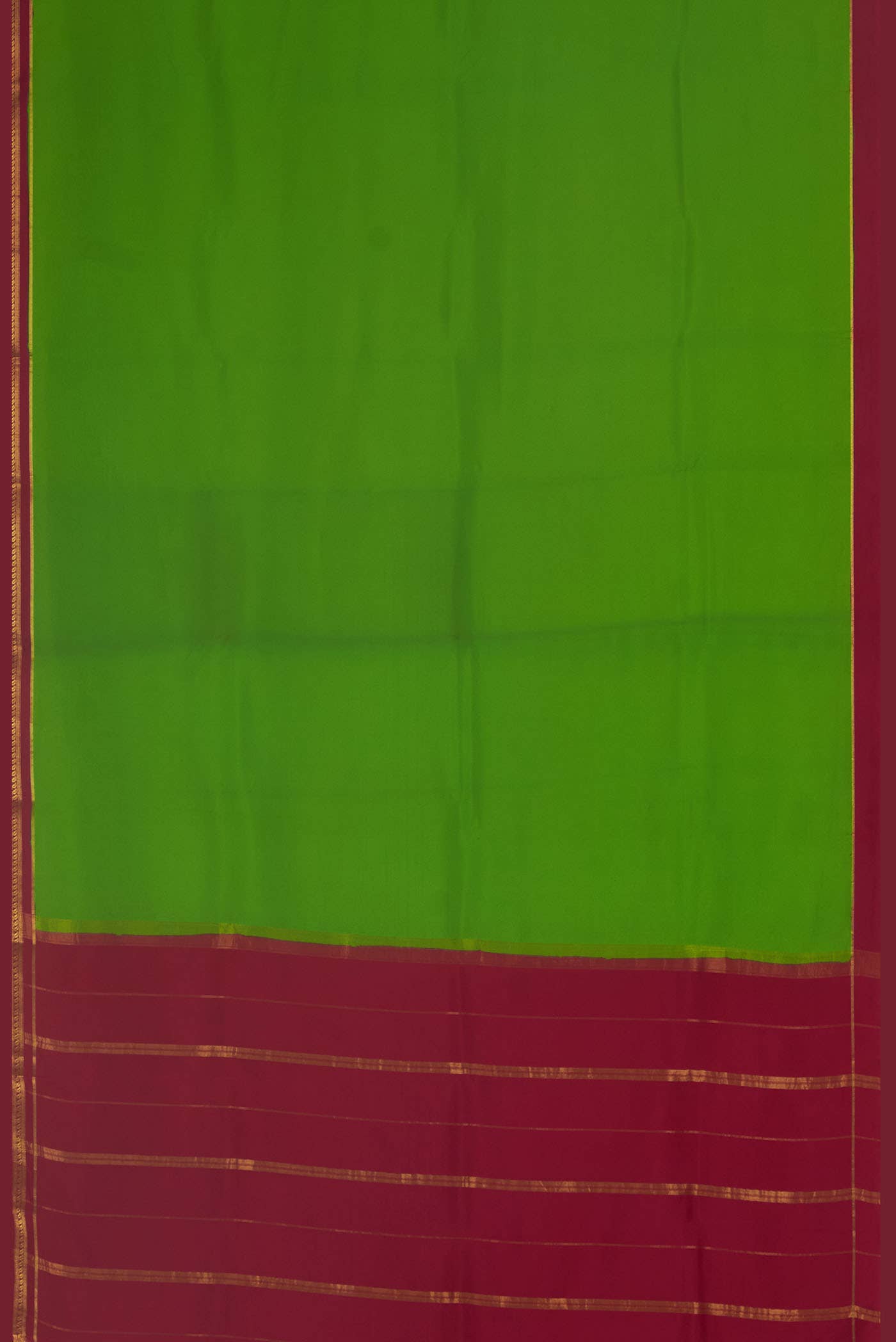 Pure Silk Pure Zari Parrot Green Mysore Crepe Saree