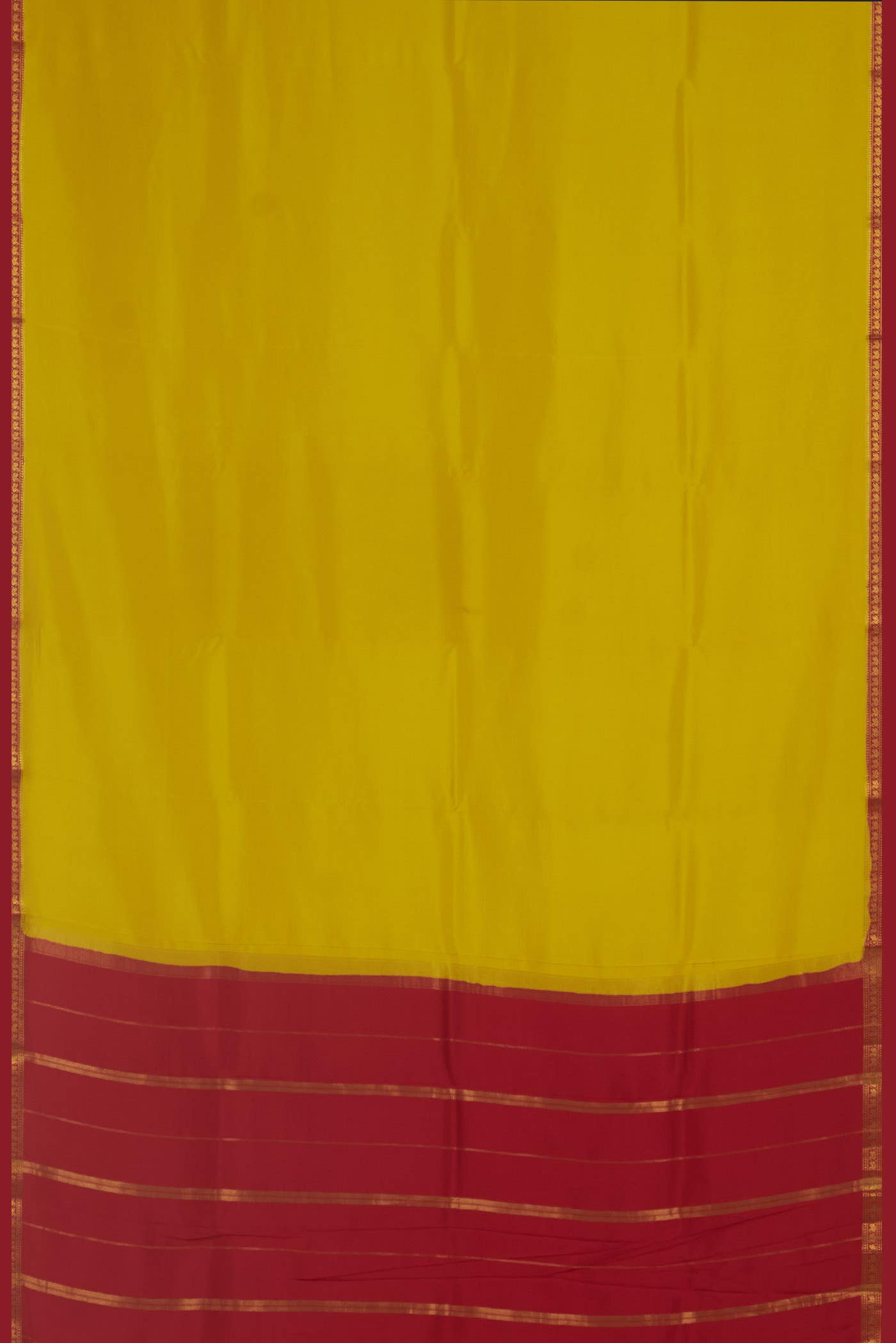 Pure Silk Pure Zari Yellow Mysore Crepe Saree