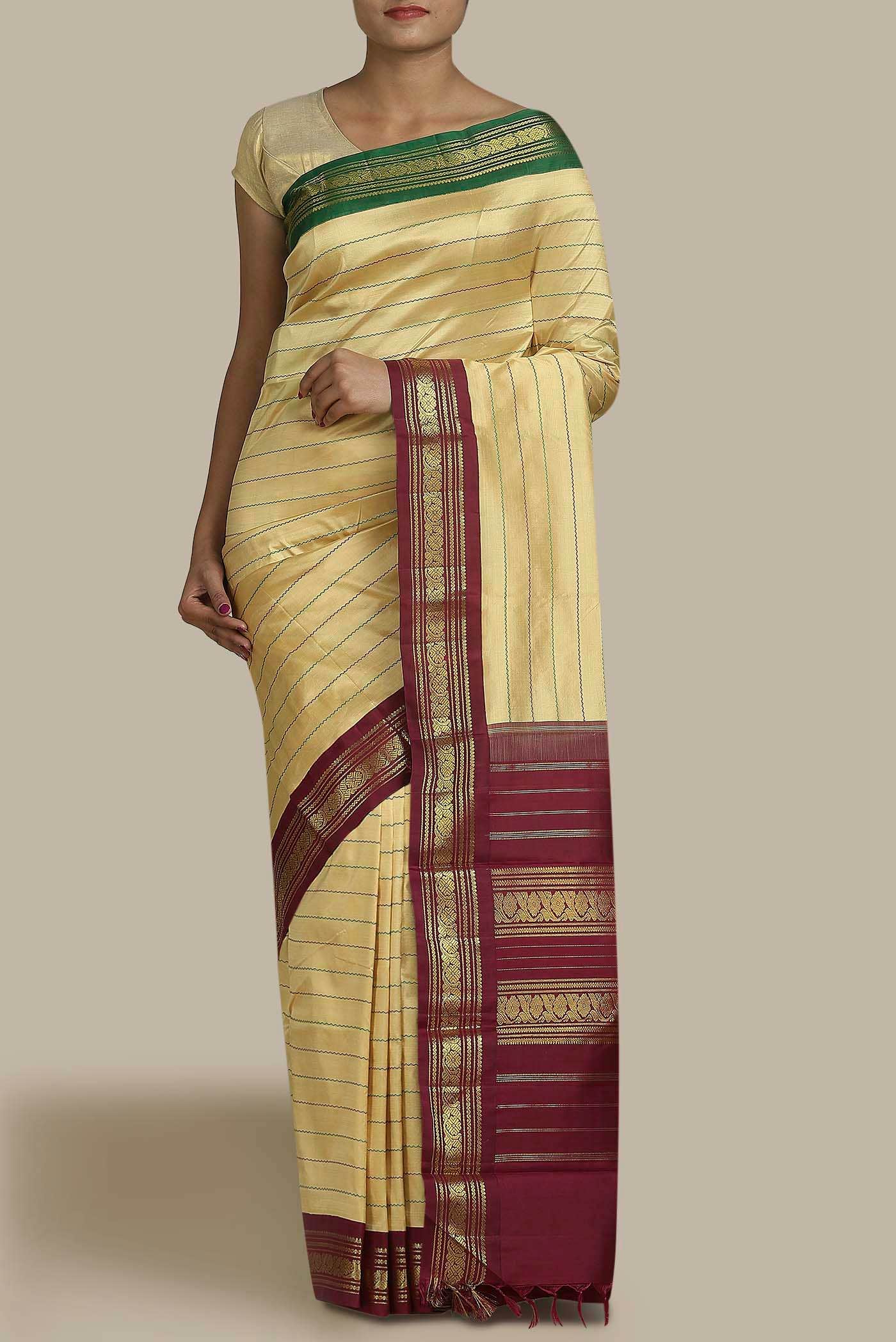 Sandal Kanchipuram Silk Saree