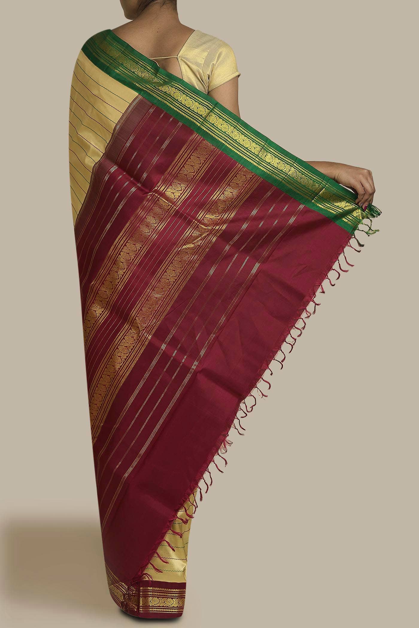 Sandal Kanchipuram Silk Saree