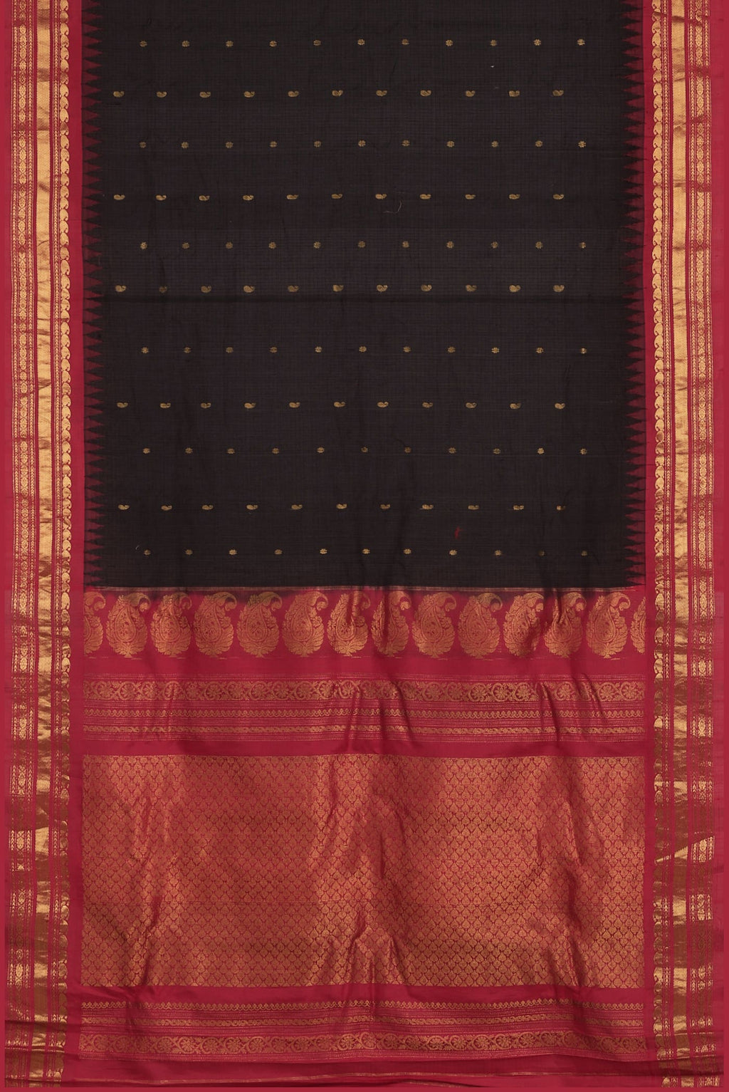 Black Gadwal Silk Cotton Saree