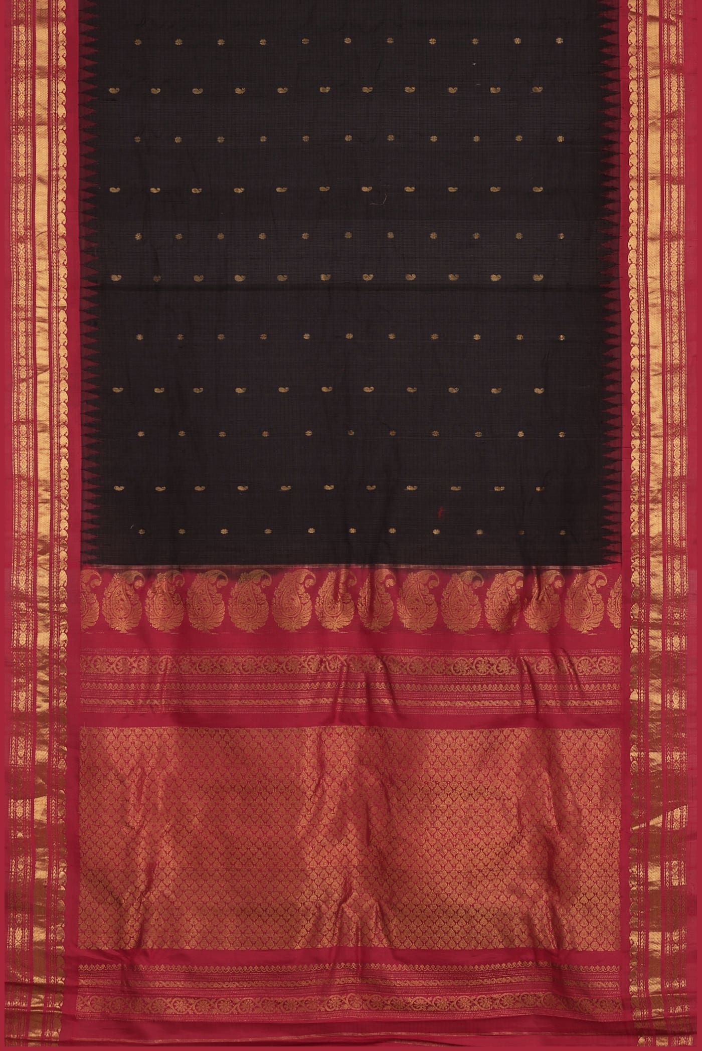 Black Gadwal Silk Cotton Saree