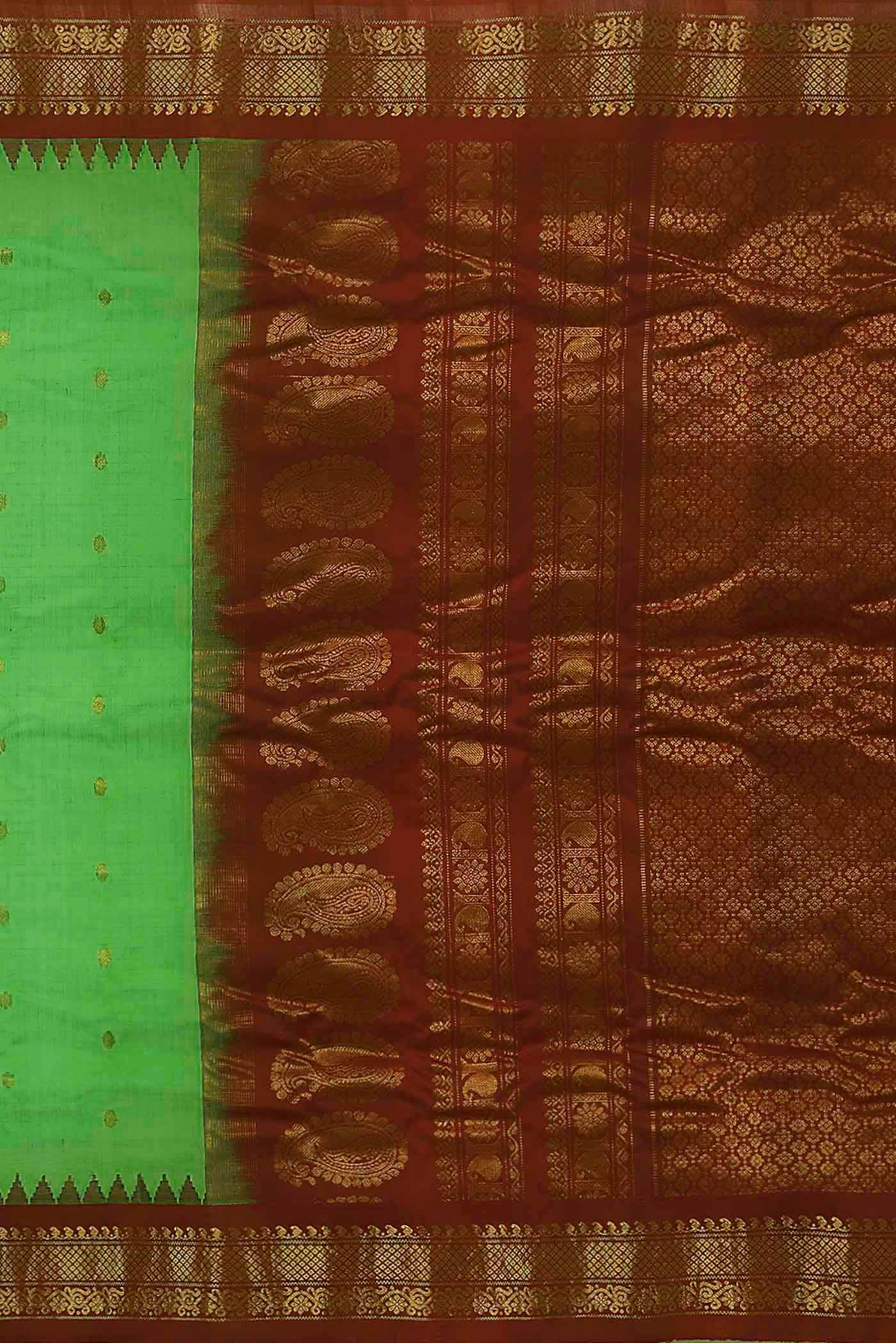 Green Gadwal Silk Cotton Saree