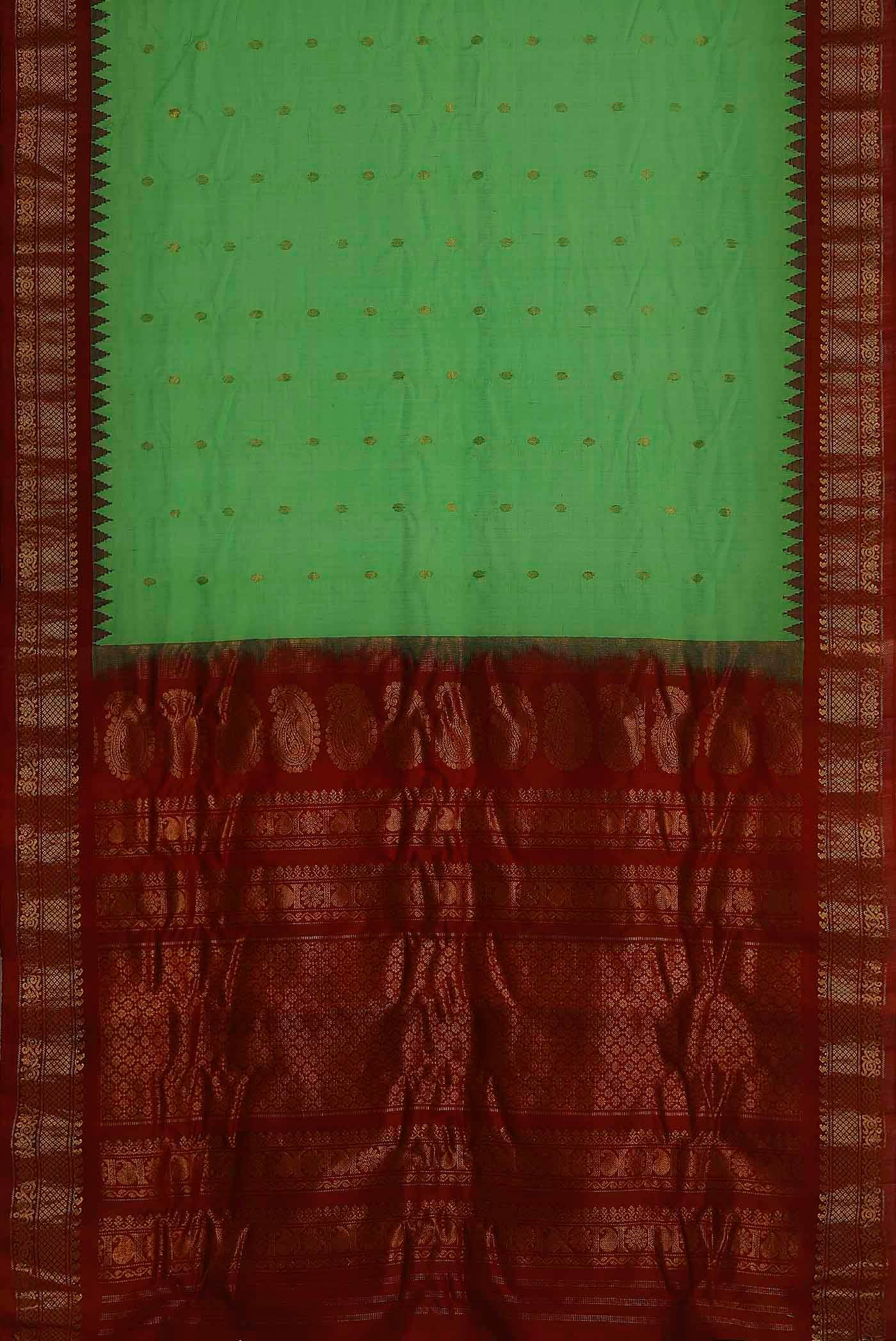 Green Gadwal Silk Cotton Saree