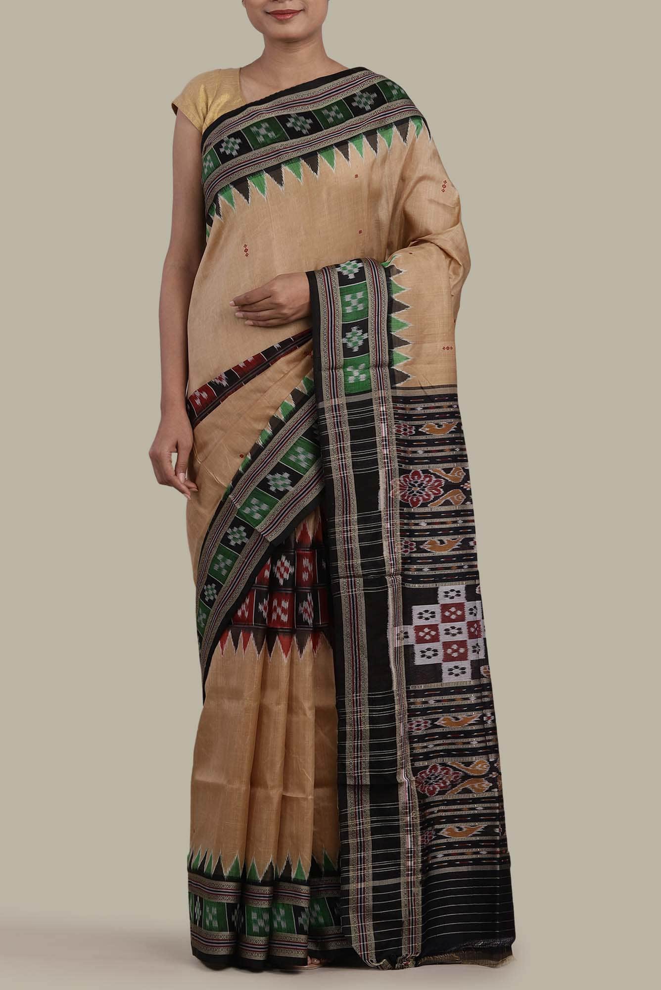 Beige Orissa Silk Saree