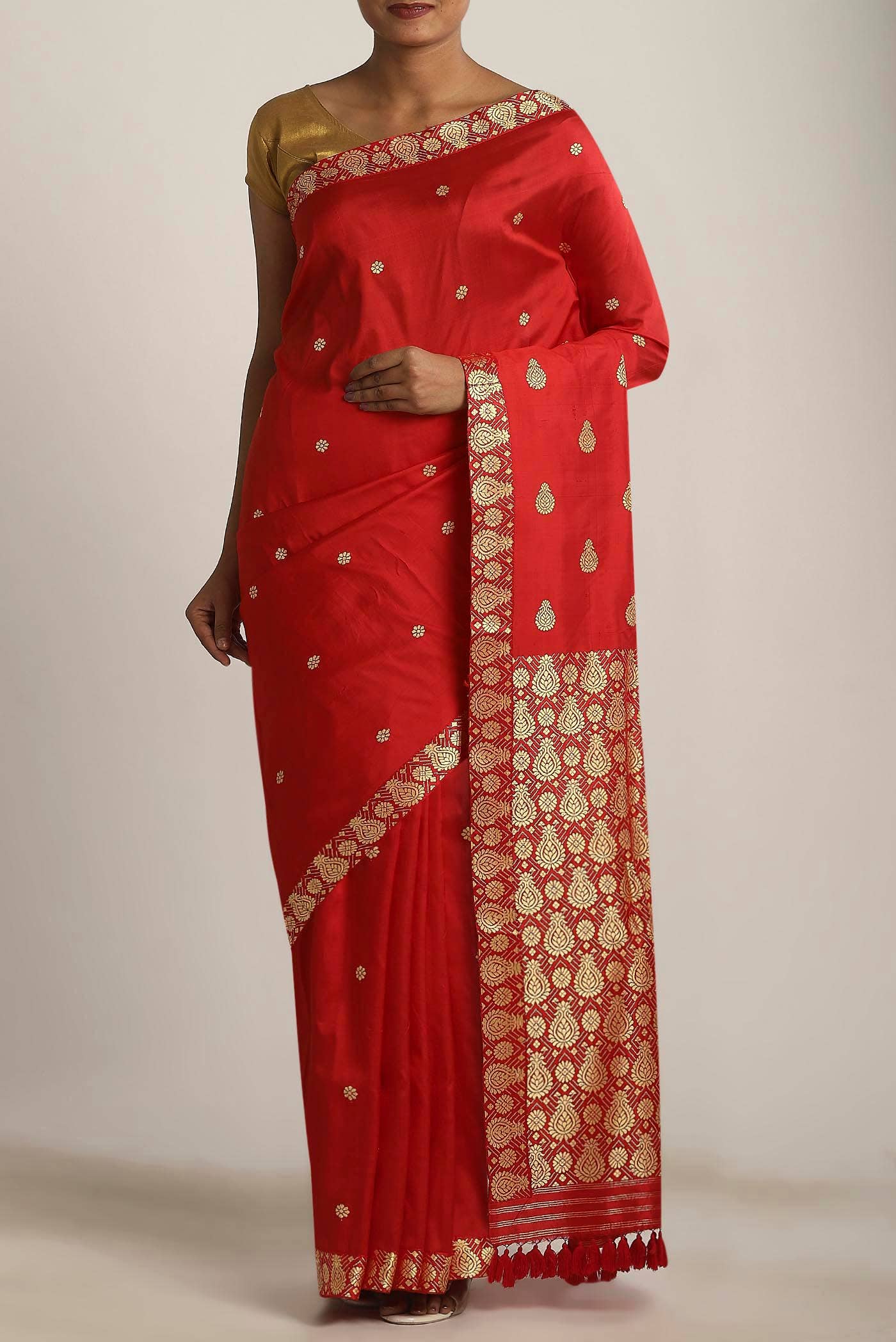 Red Assam Silk Saree