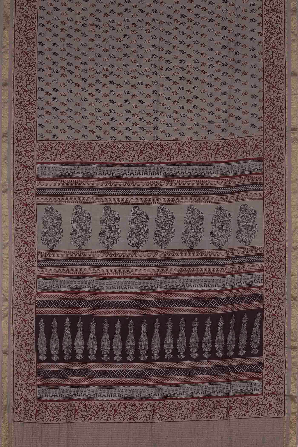 Grey Tussar Silk Saree
