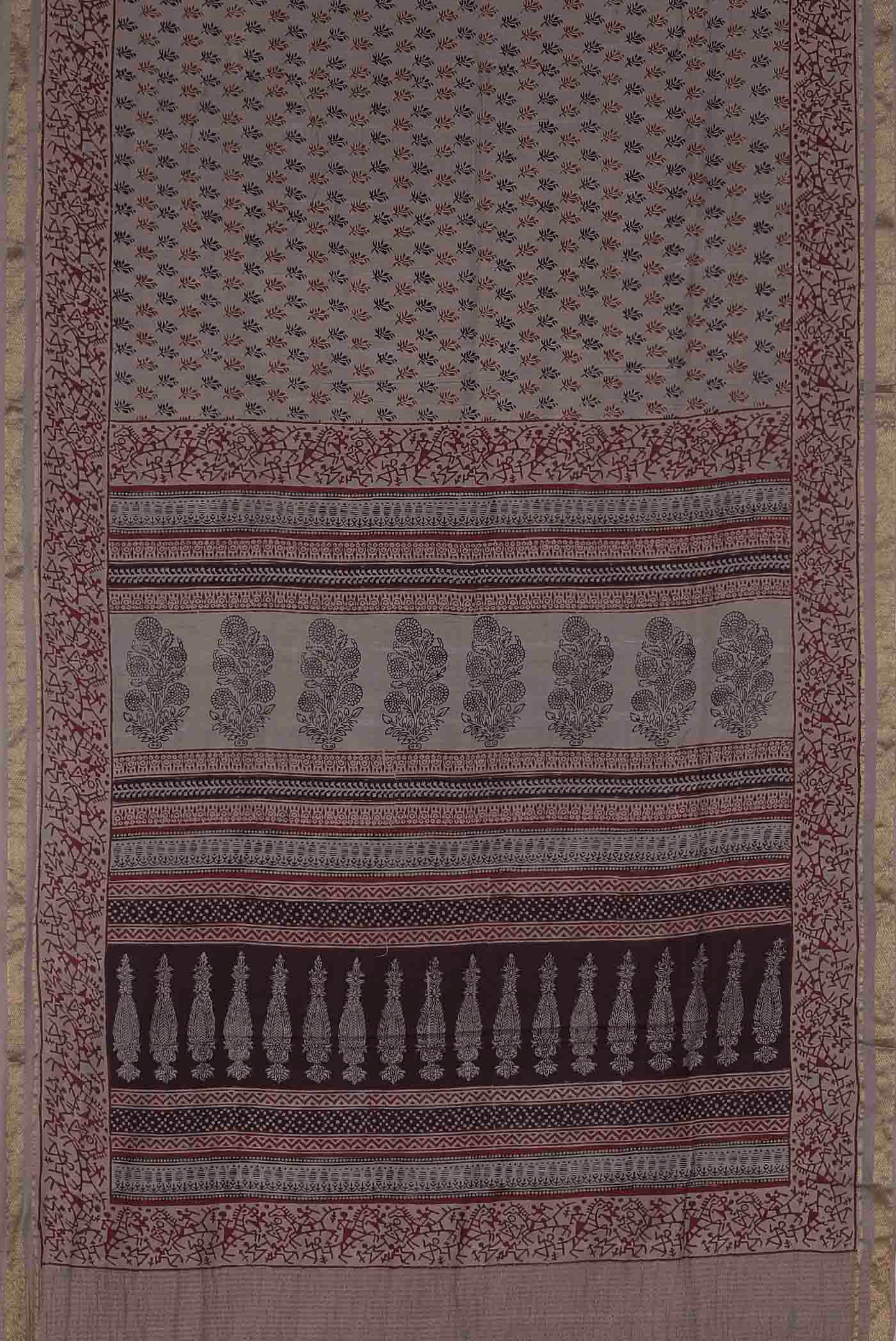 Grey Tussar Silk Saree
