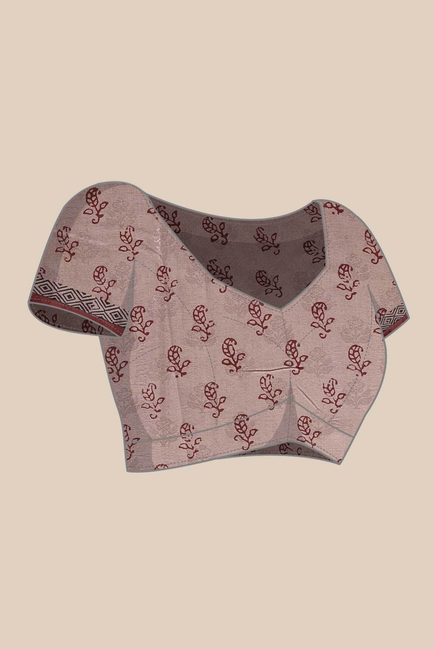 Maroon Tussar Silk Saree