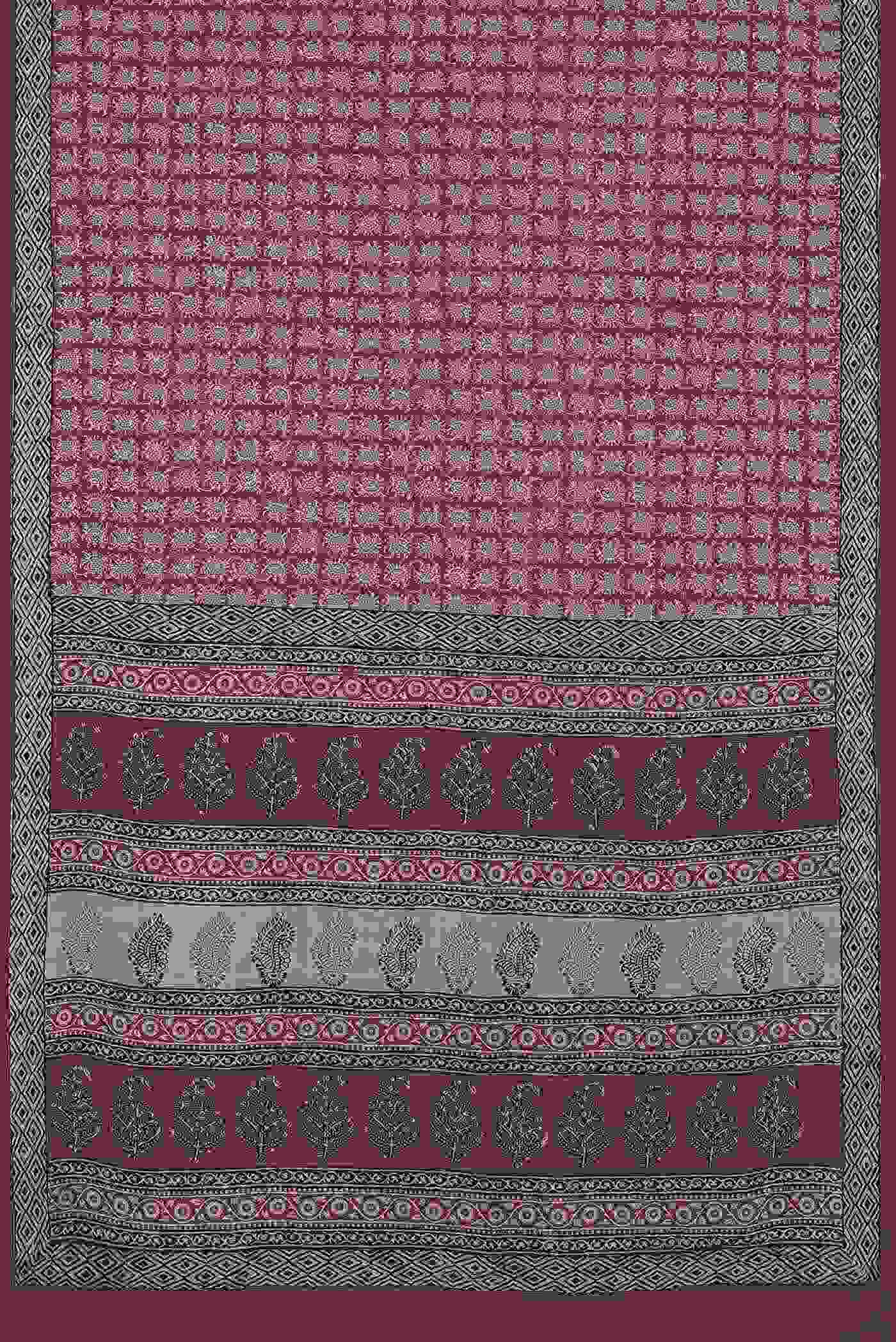 Maroon Tussar Silk Saree