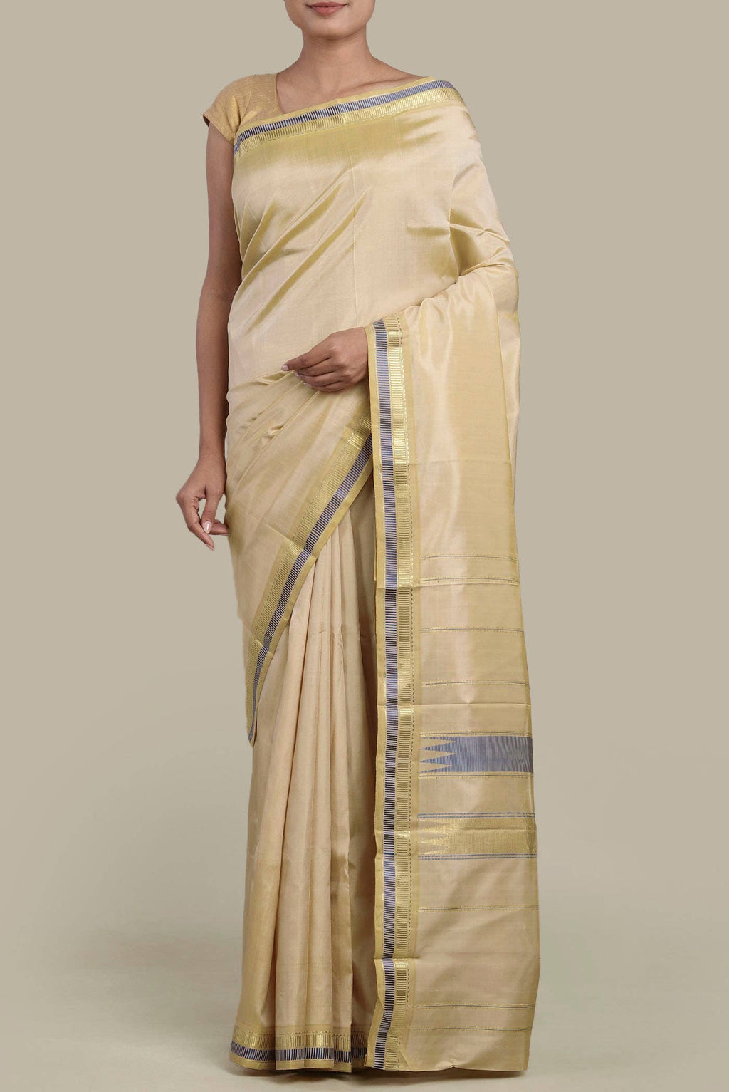 Sandal Kanchipuram Silk Saree