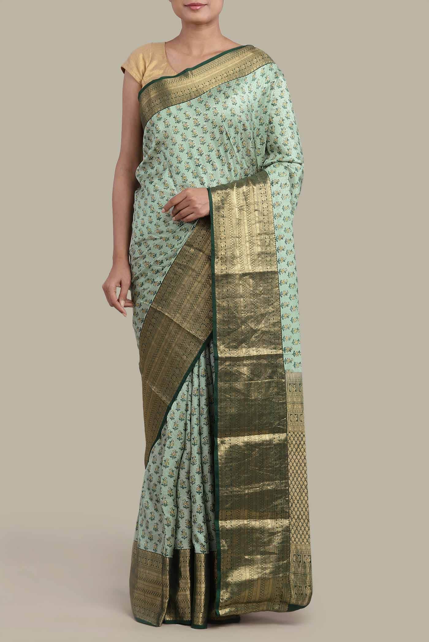 Green Crepe Saree