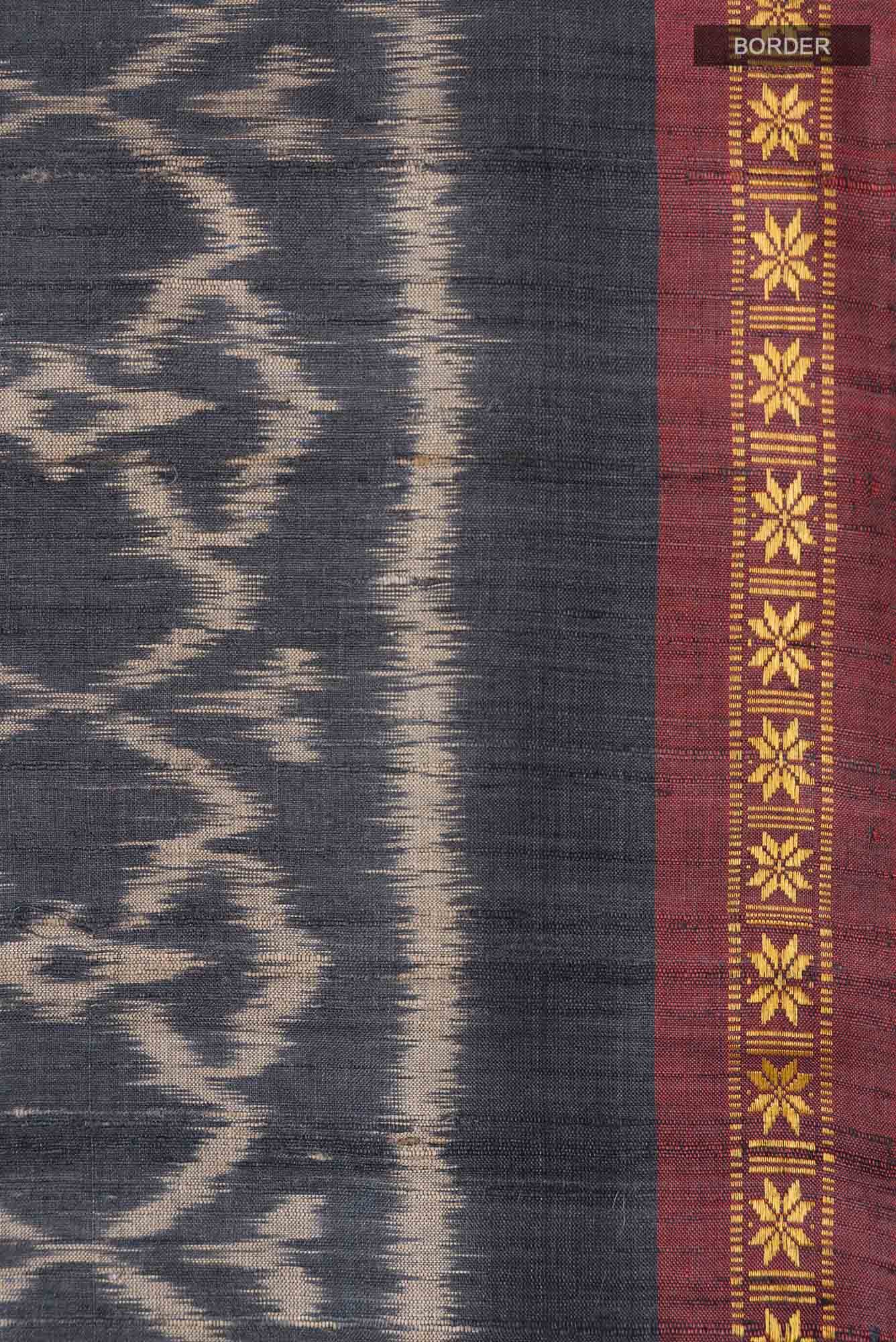Davys Grey Tussar Silk Saree