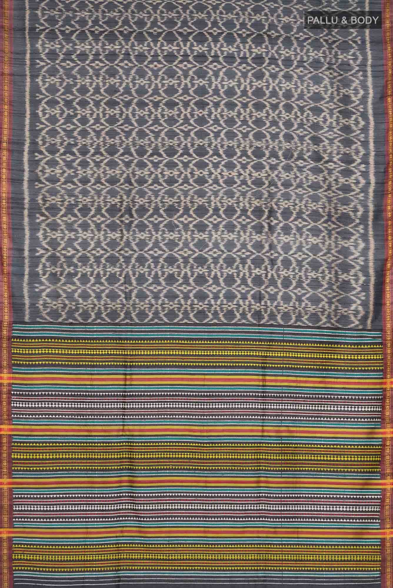 Davys Grey Tussar Silk Saree