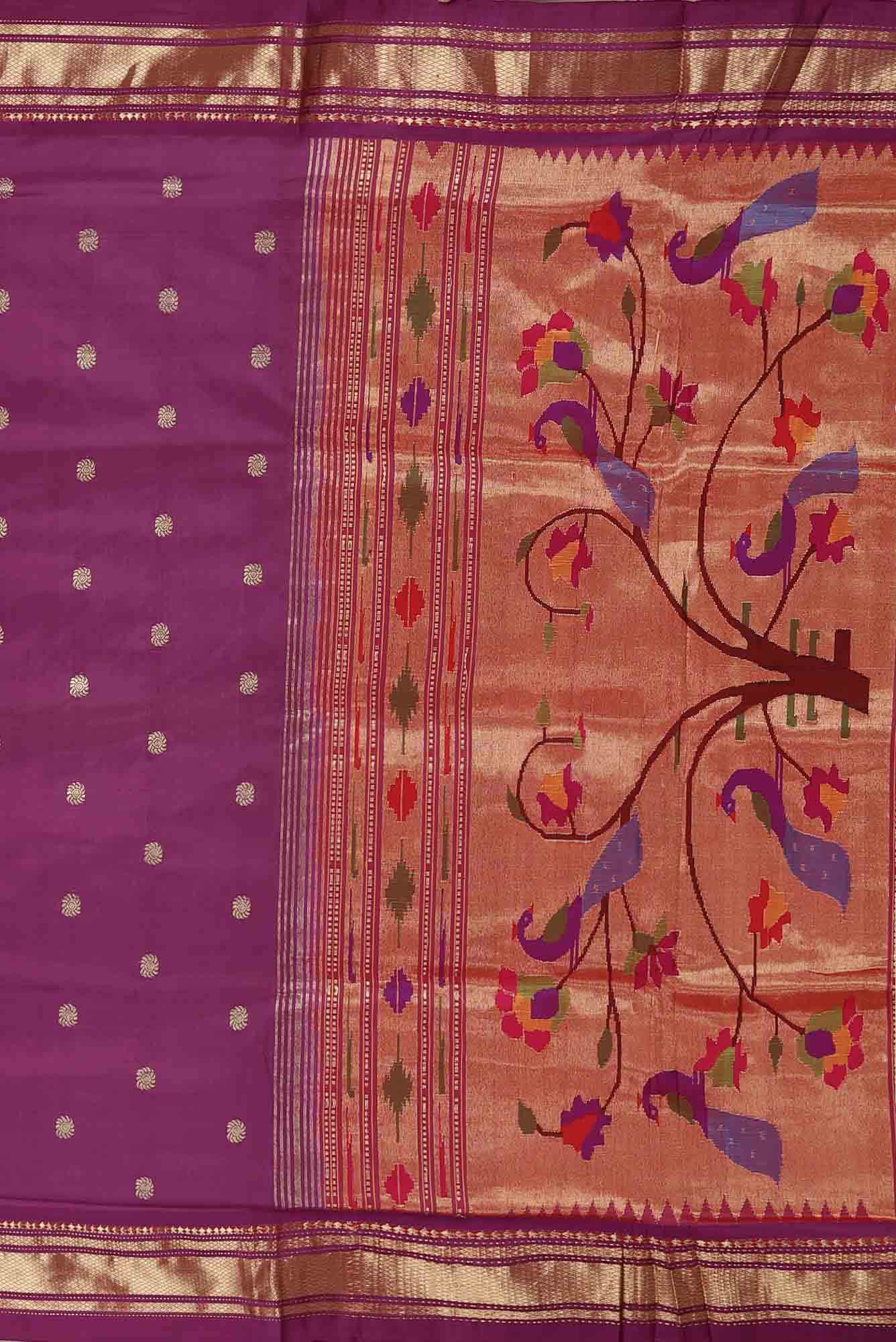 Lavender Paithani Silk Saree