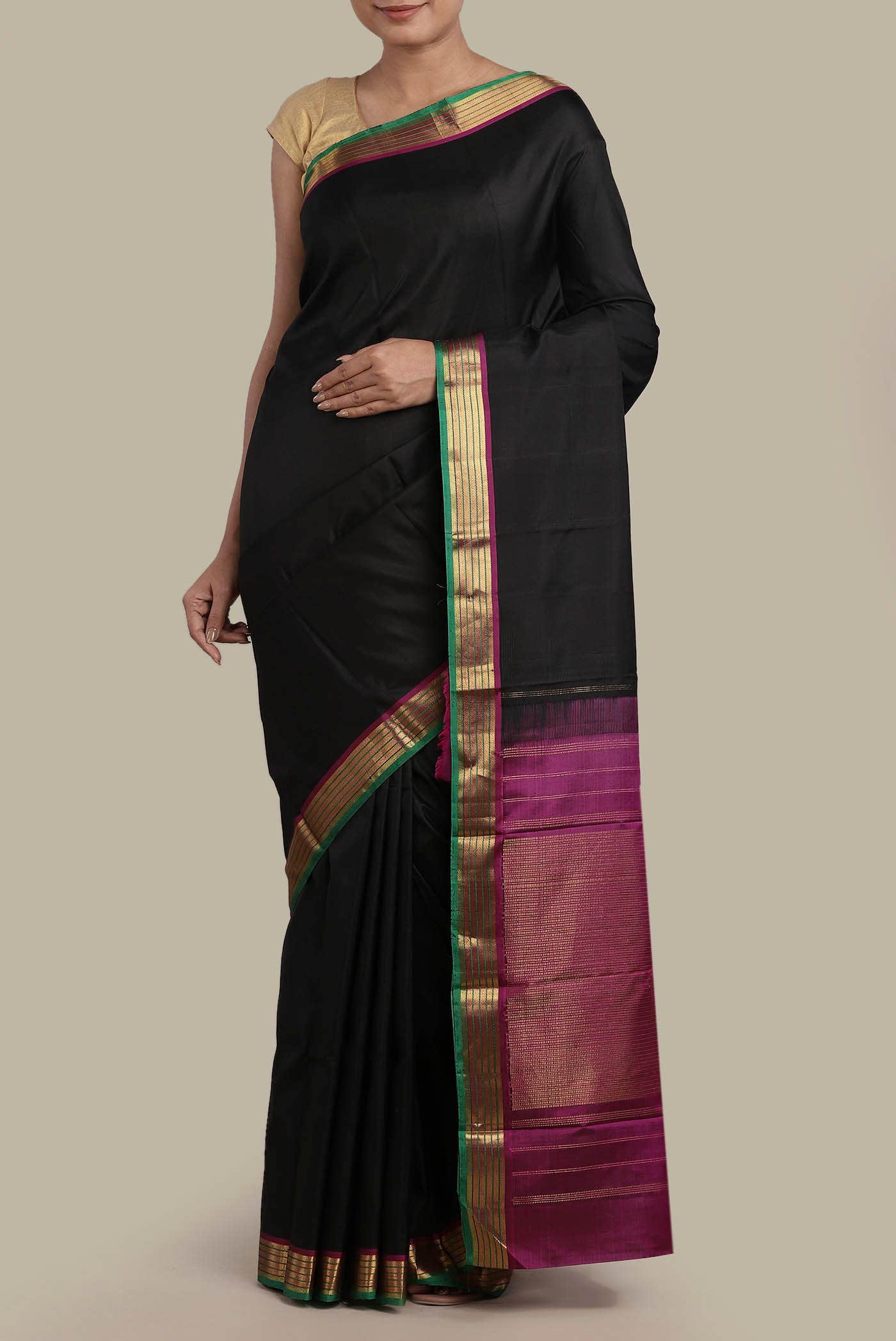 Black Kanchipuram Silk Saree