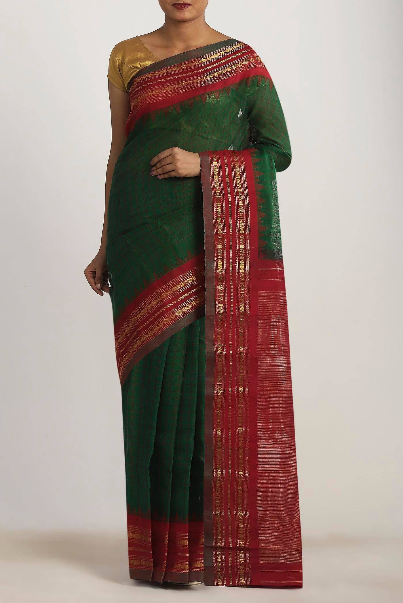 Green Gadwal Silk Cotton Saree