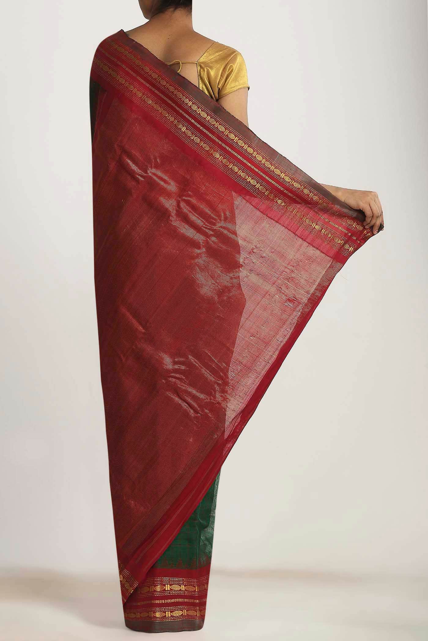 Green Gadwal Silk Cotton Saree