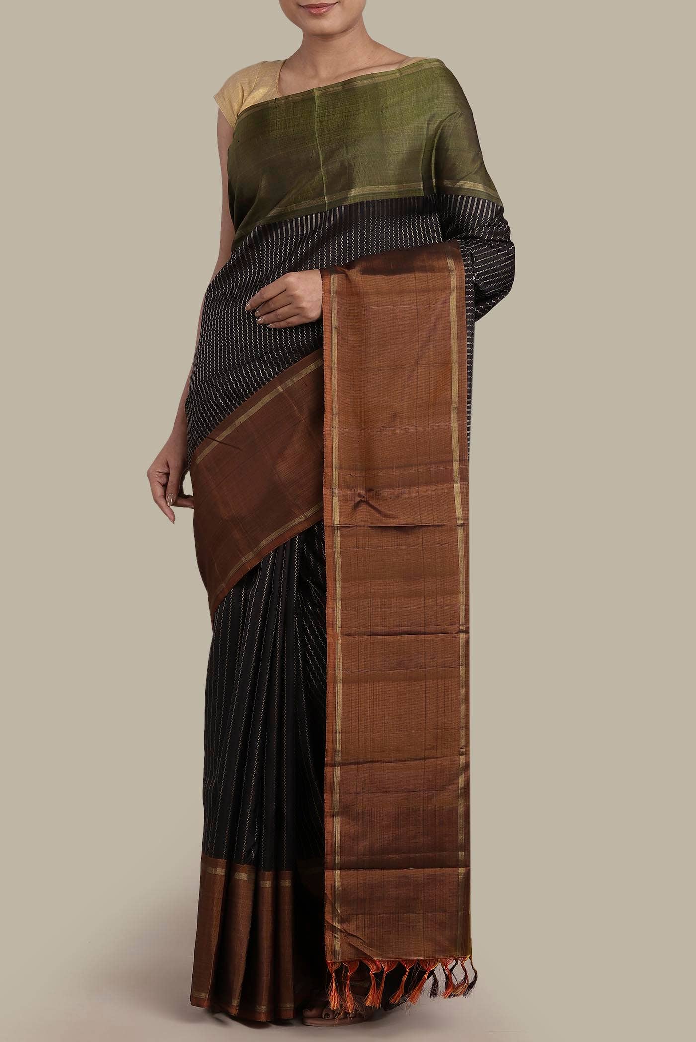 Black Kanchipuram Silk Saree