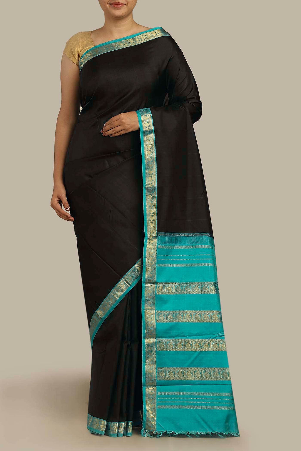 Black Kanchipuram Silk Saree
