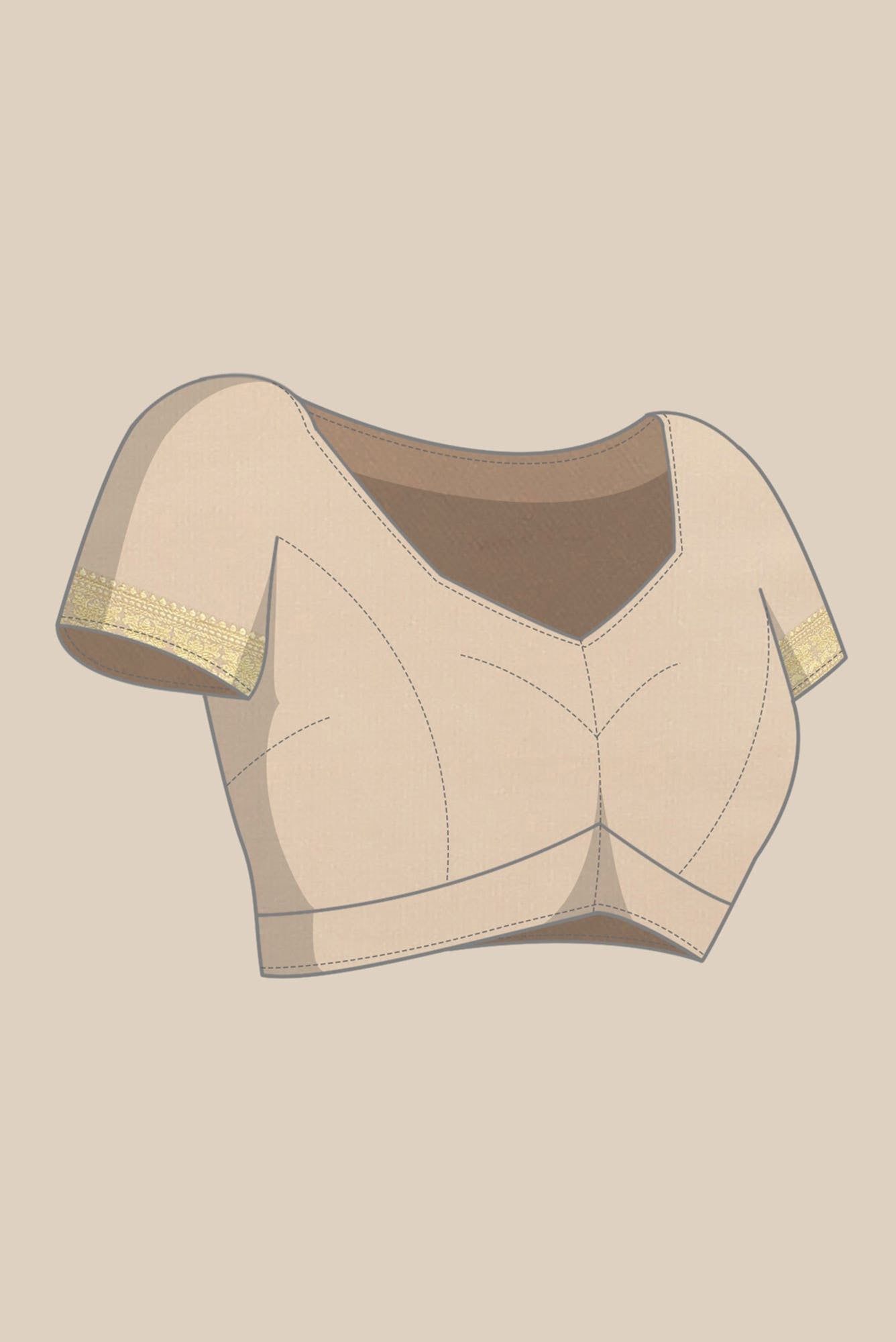 Beige Mysore Crepe Saree