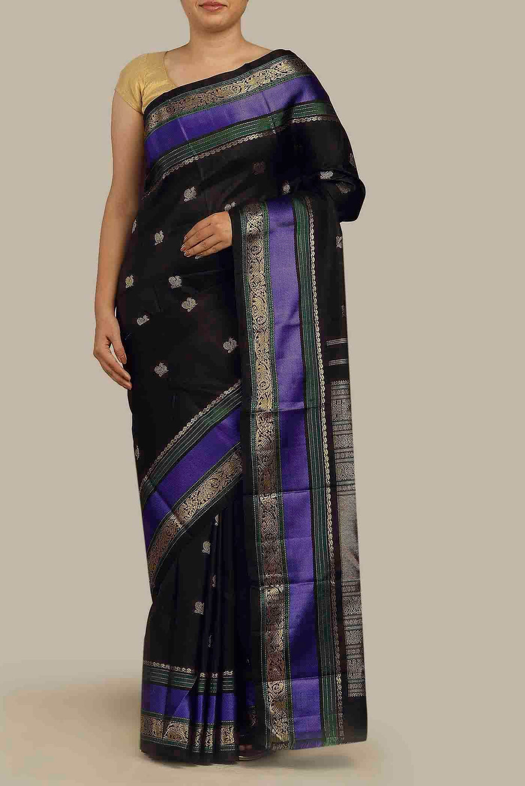 Black Kanchipuram Silk Saree