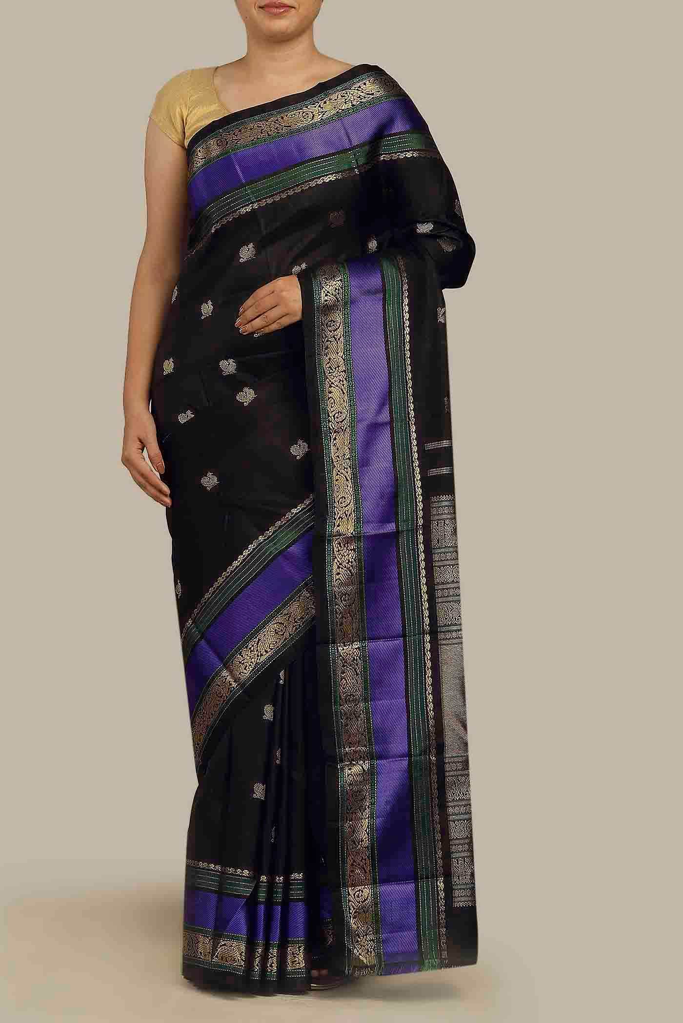 Black Kanchipuram Silk Saree