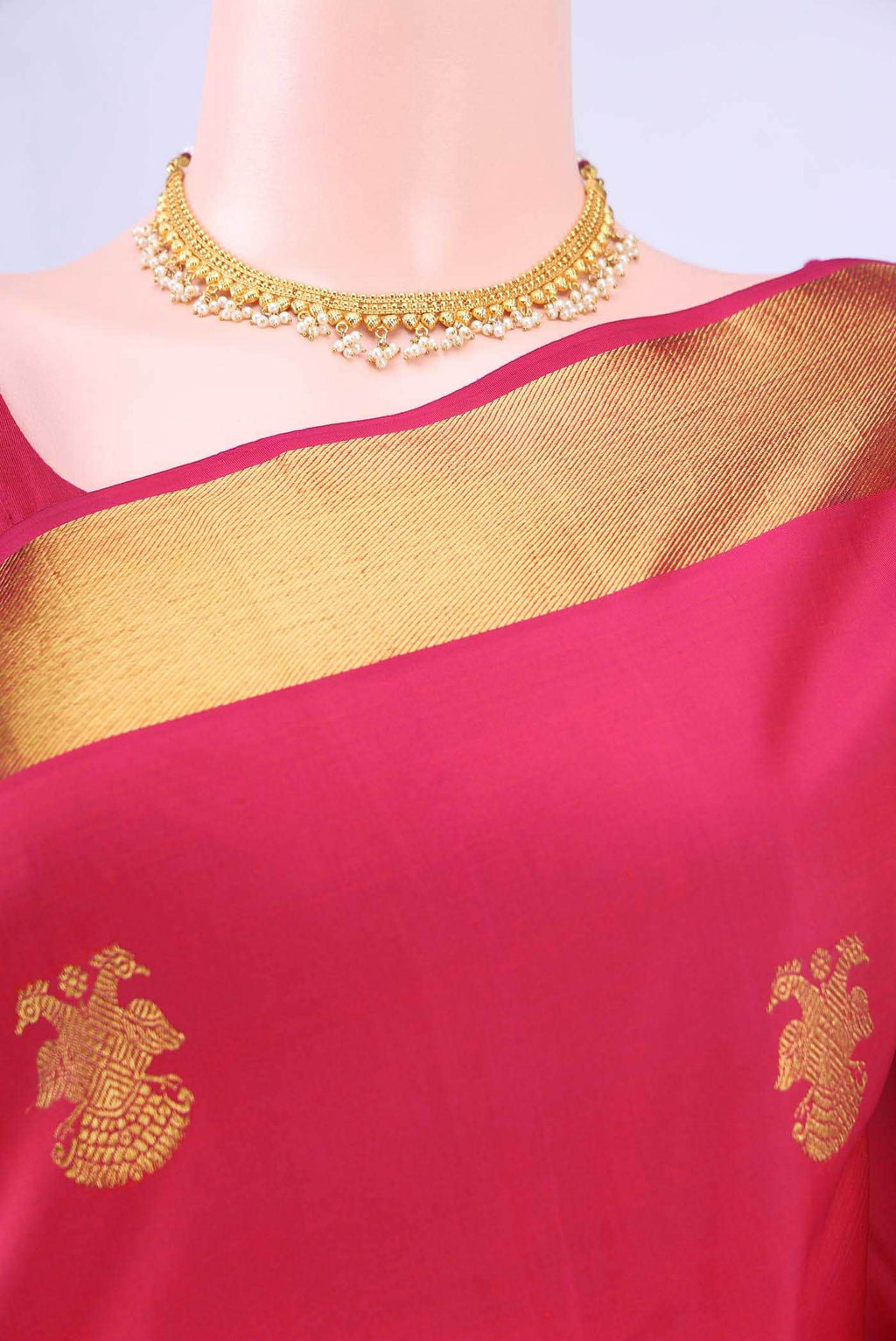 Dark Pink Kanchipuram Silk Saree