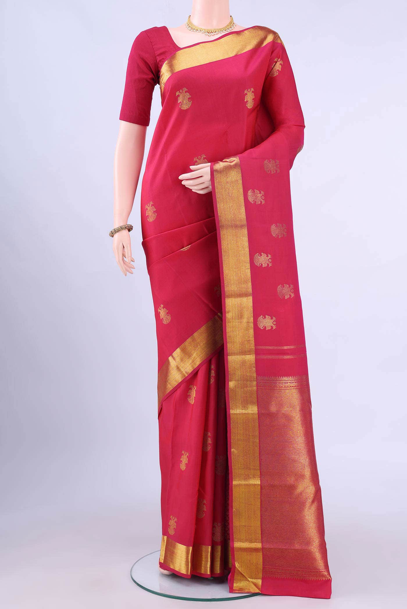 Dark Pink Kanchipuram Silk Saree