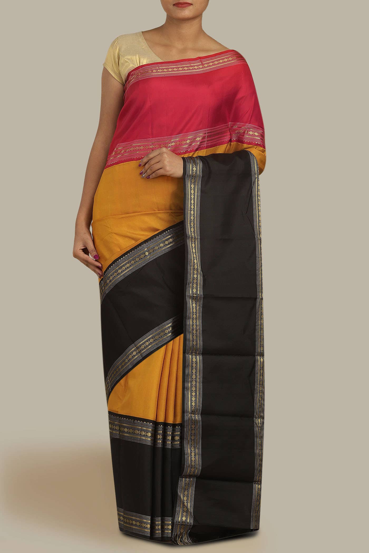 Yellow Kanchipuram Silk Saree