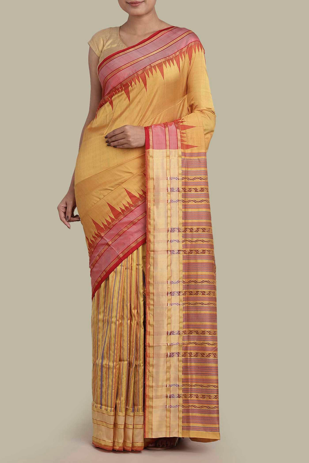 Yellow Orissa Silk Saree