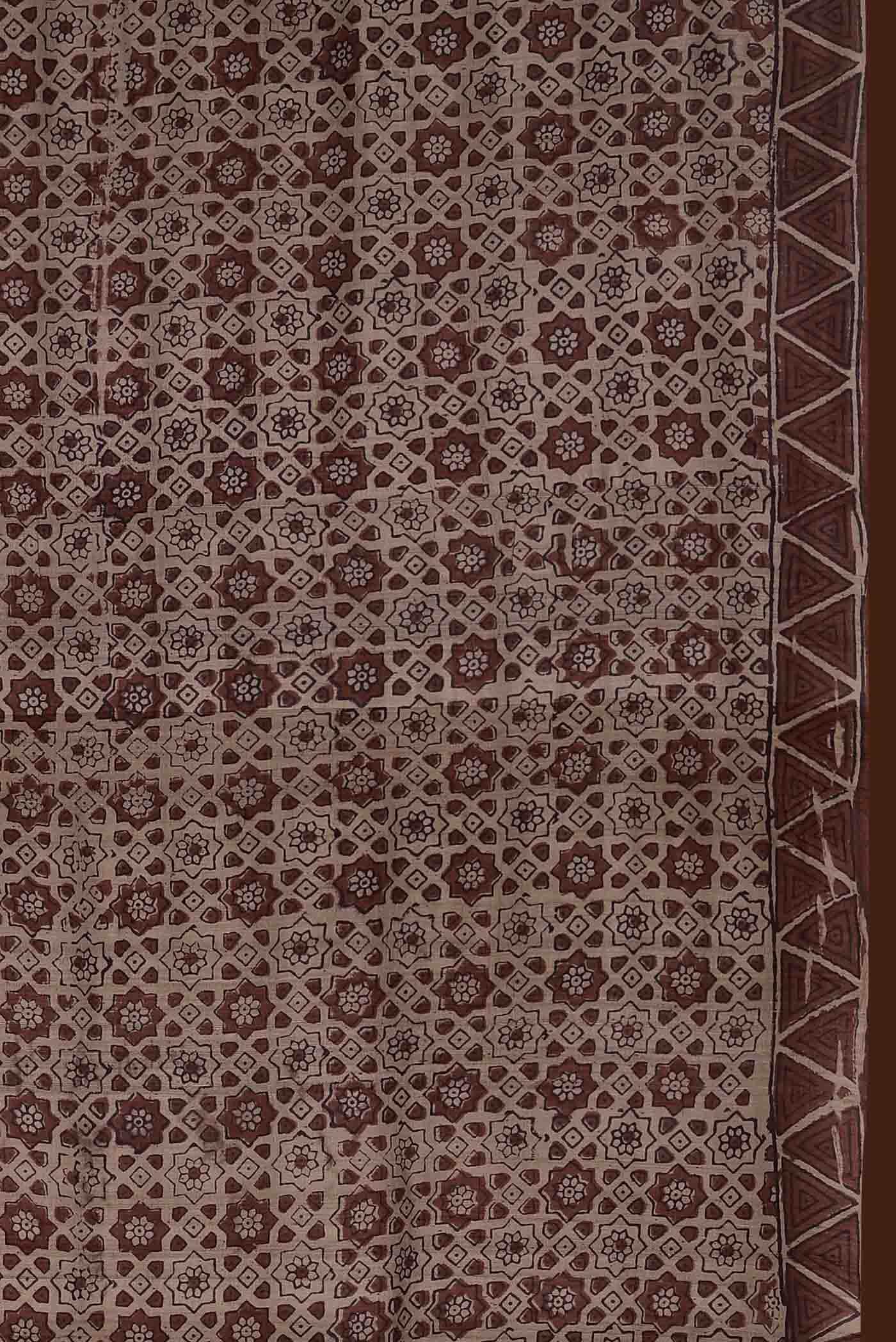 Beige Bhagalpuri Tussar Silk Saree