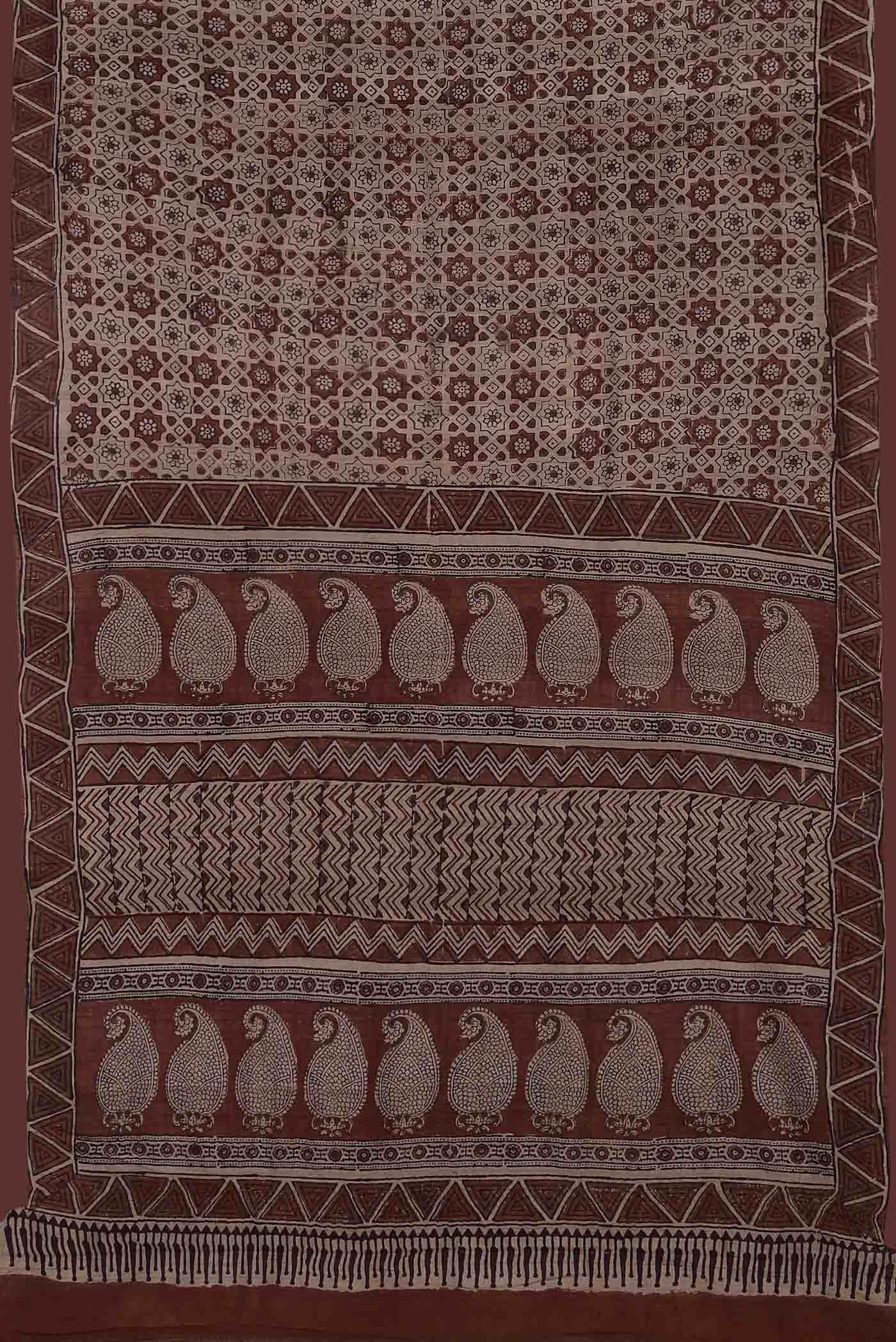 Beige Bhagalpuri Tussar Silk Saree