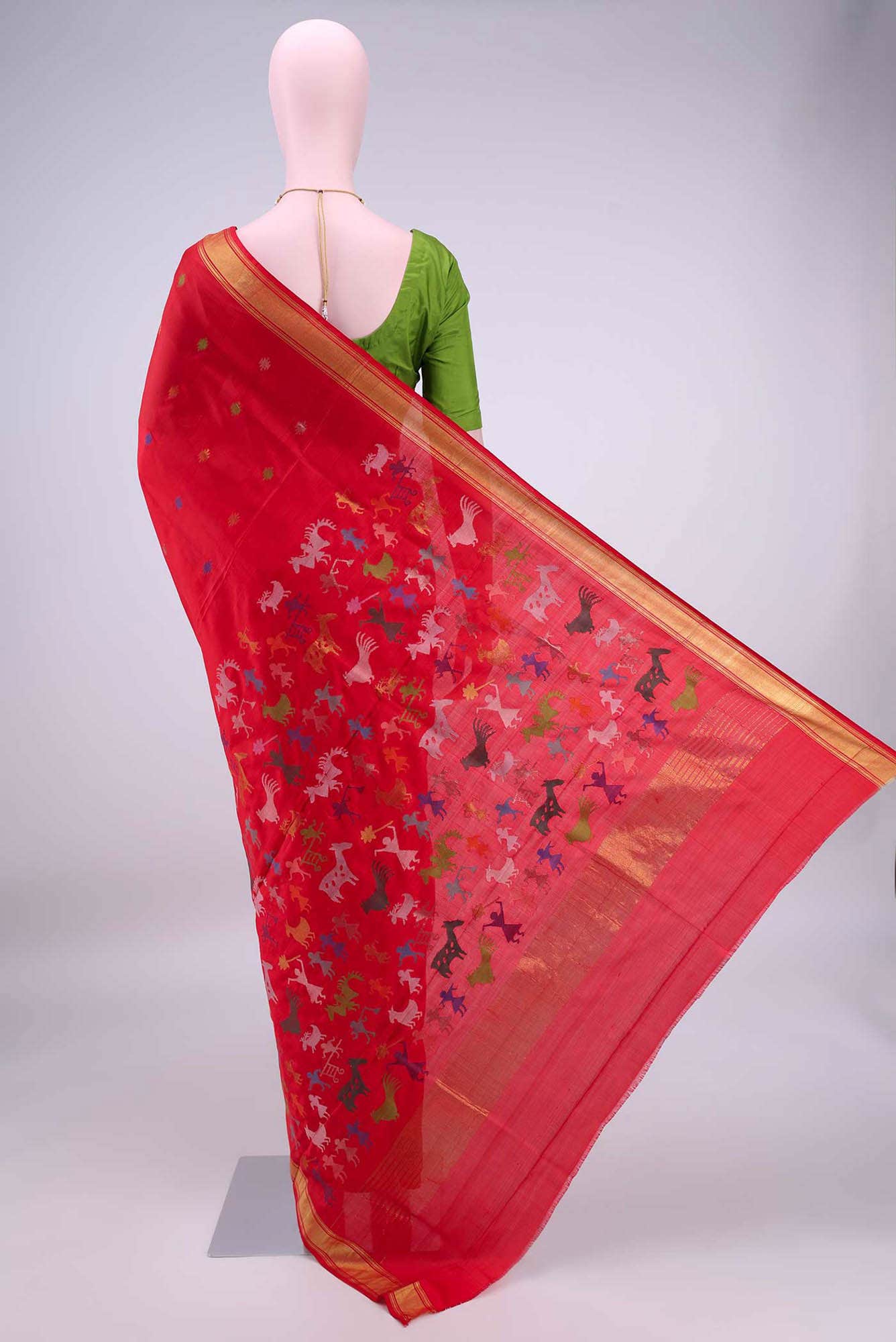 Pure Silk Pure Zari Mehandi Green Venkatagiri Saree